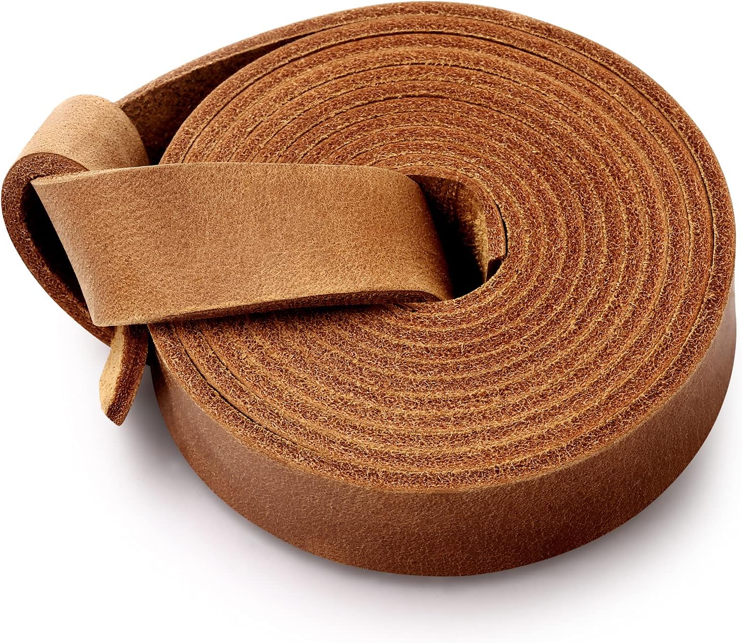 2PCS 5MM Leather Strap Full Grain Leather Strips Straps Genuine Cowhide Leather Wrap for DIY Arts & Craft Apparel Jewelry Making BBQ Utensils Tan (72" Long_5.0MM Wide_1/8" Thick)