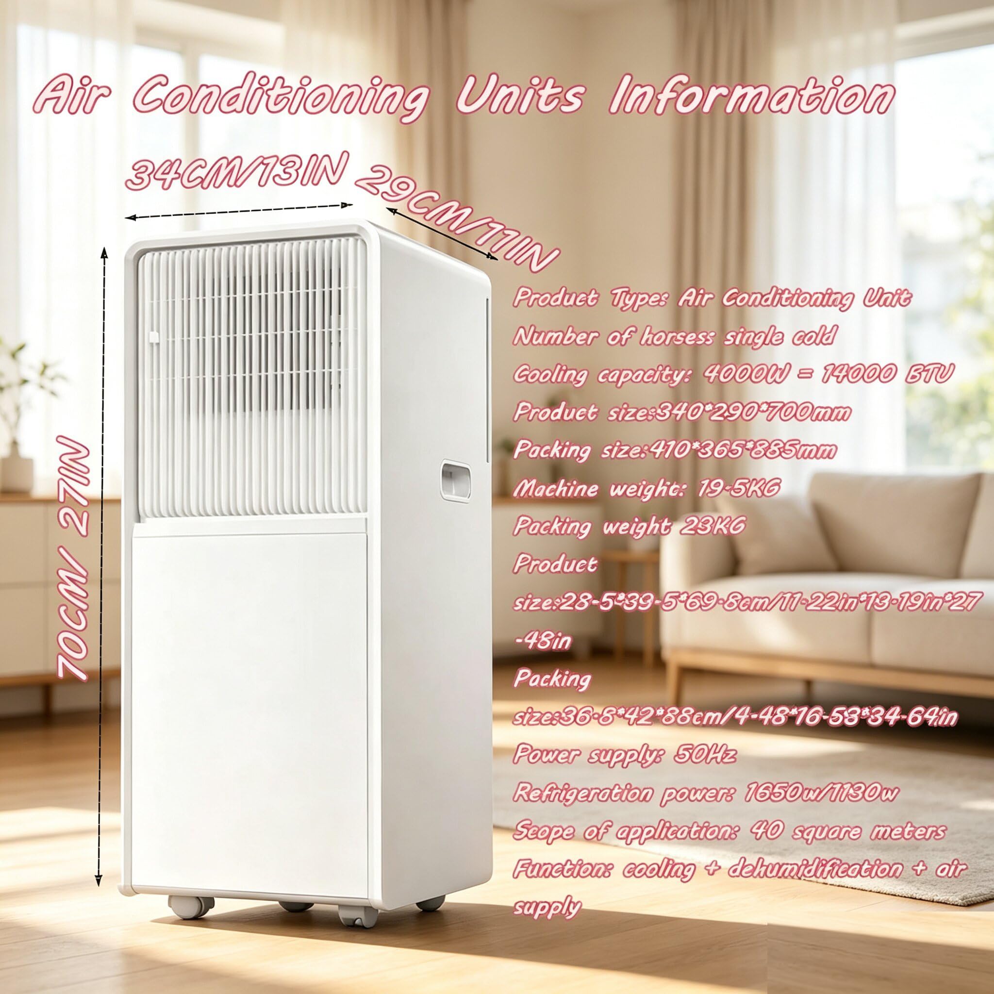 Klimatyzator | Przenośny klimatyzator z pilotem zdalnego sterowania i wtyczkami wtykowymi UK Energooszczędny system chłodzenia z zestawem instalacyjnym