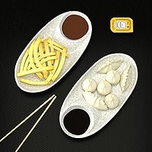 Castleite Multi-Purpose Kitchen Serving Platter: Deluxe Melamine Crockery Set of 2 - Versatile Chip and Dip Tray for Snacks, Starters & Desserts (Lille)