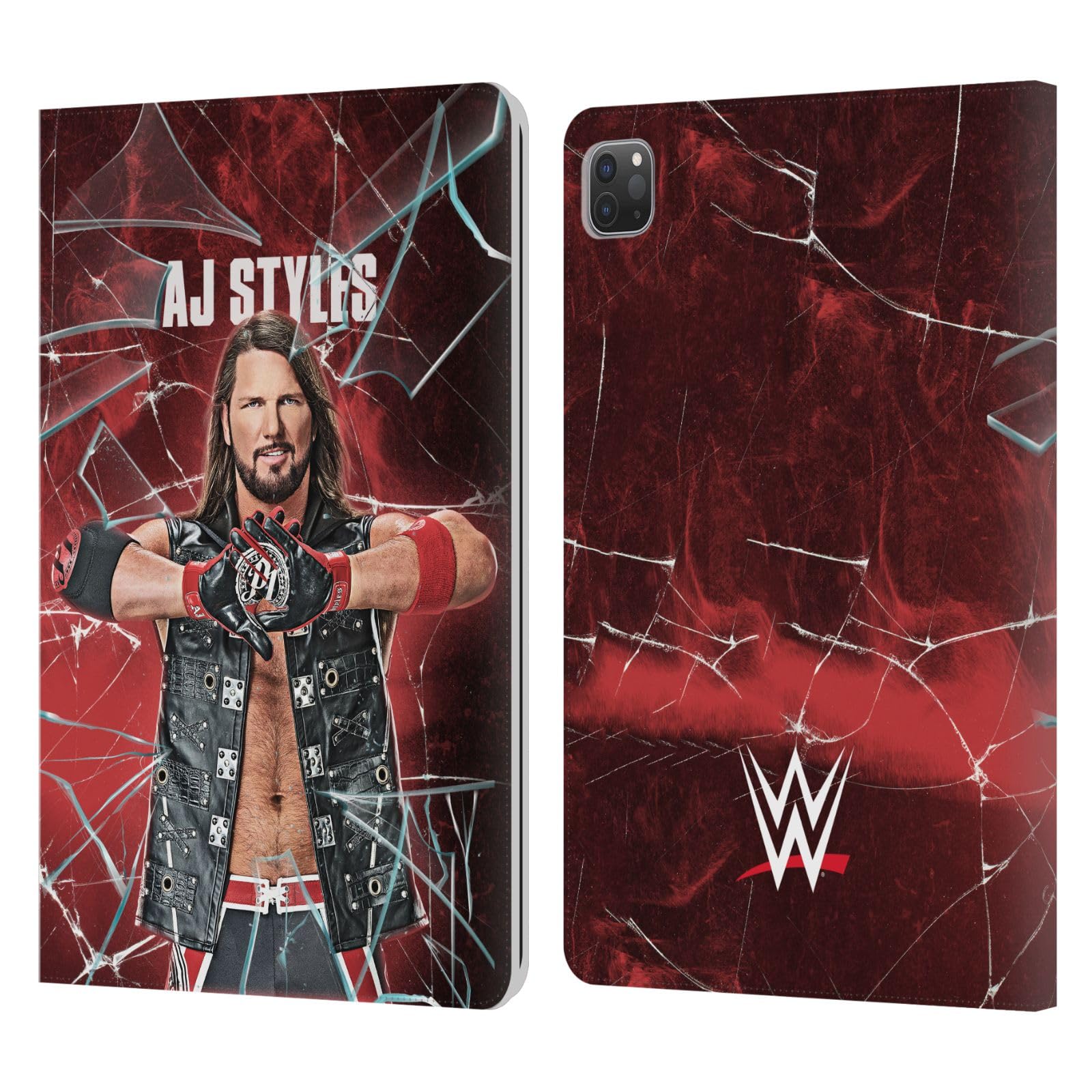Head Case Designs Officially Licensed WWE Shattered Glass Aj Styles Leather Book Wallet Case Cover Compatible with Apple iPad Pro 11 2020/2021 / 2022