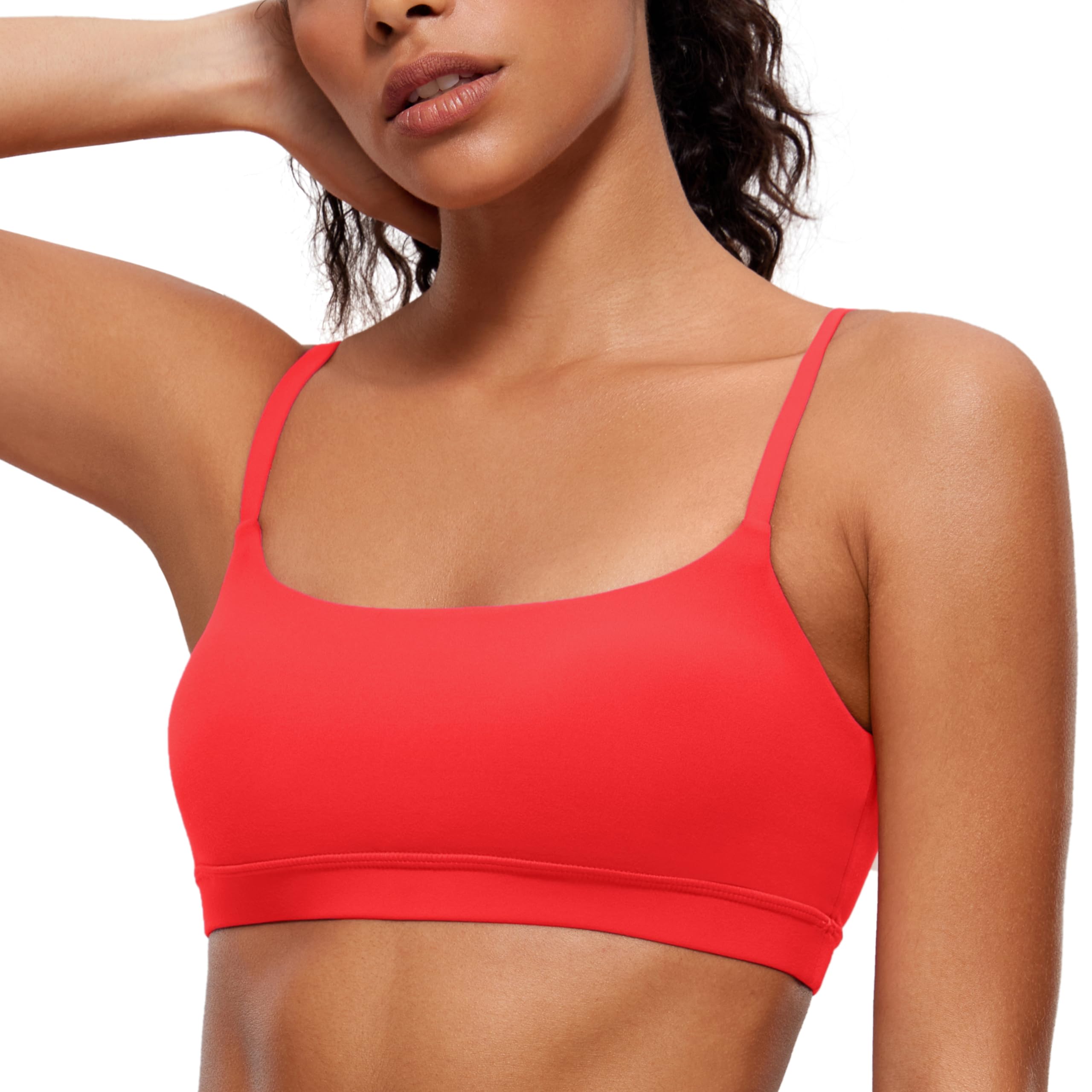 CRZ YOGA Mujeres Butterluxe Ajustable Espagueti Strap Sujetador Deportivo Cuello Redondo Acolchado Yoga Sujetador