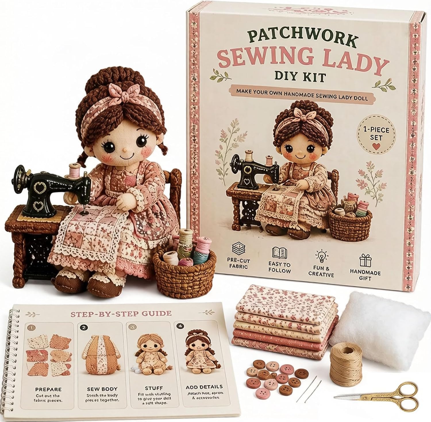 Patchwork DIY Doll Kits – Handmade Fun & Creativity, 3D Cute Dolls DIY Felt Patchwork Kit, Creative Manual Art Craft, Gifts for Adults Beginners, Doll & DIY Craft Lovers ，#A