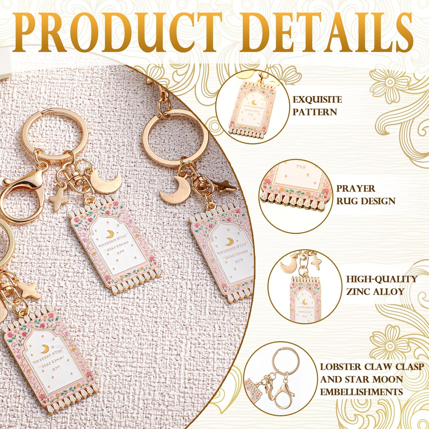 Cunno Islamic Keychain Gifts Bulk Plated Enamel Muslim Keychain Islamic Gifts for Women Men - Image 5