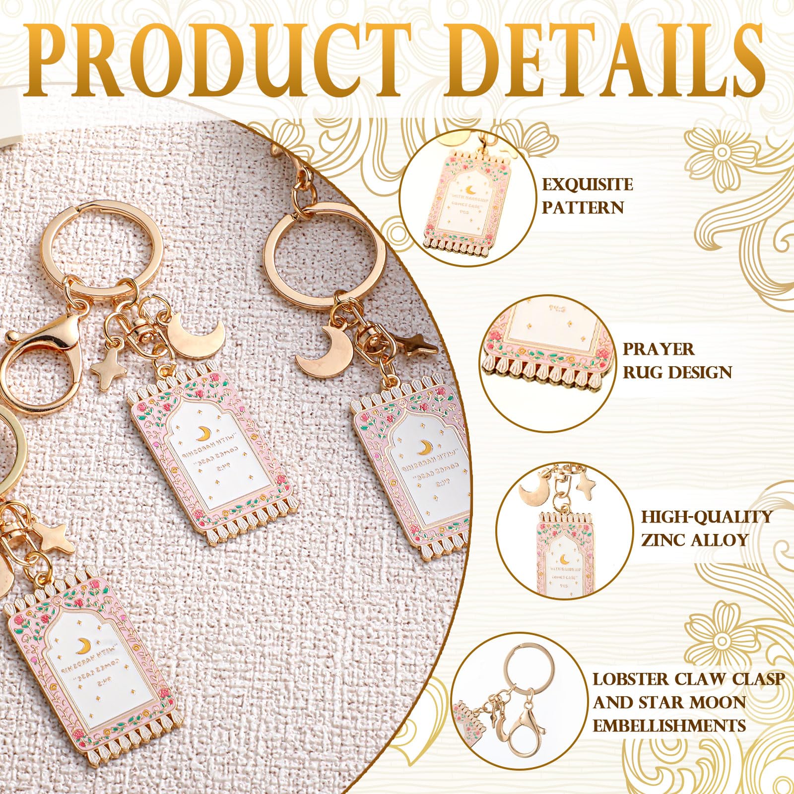 Islamic Keychain Gifts Bulk Plated Enamel Muslim Keychain Islamic Gifts for Women Men