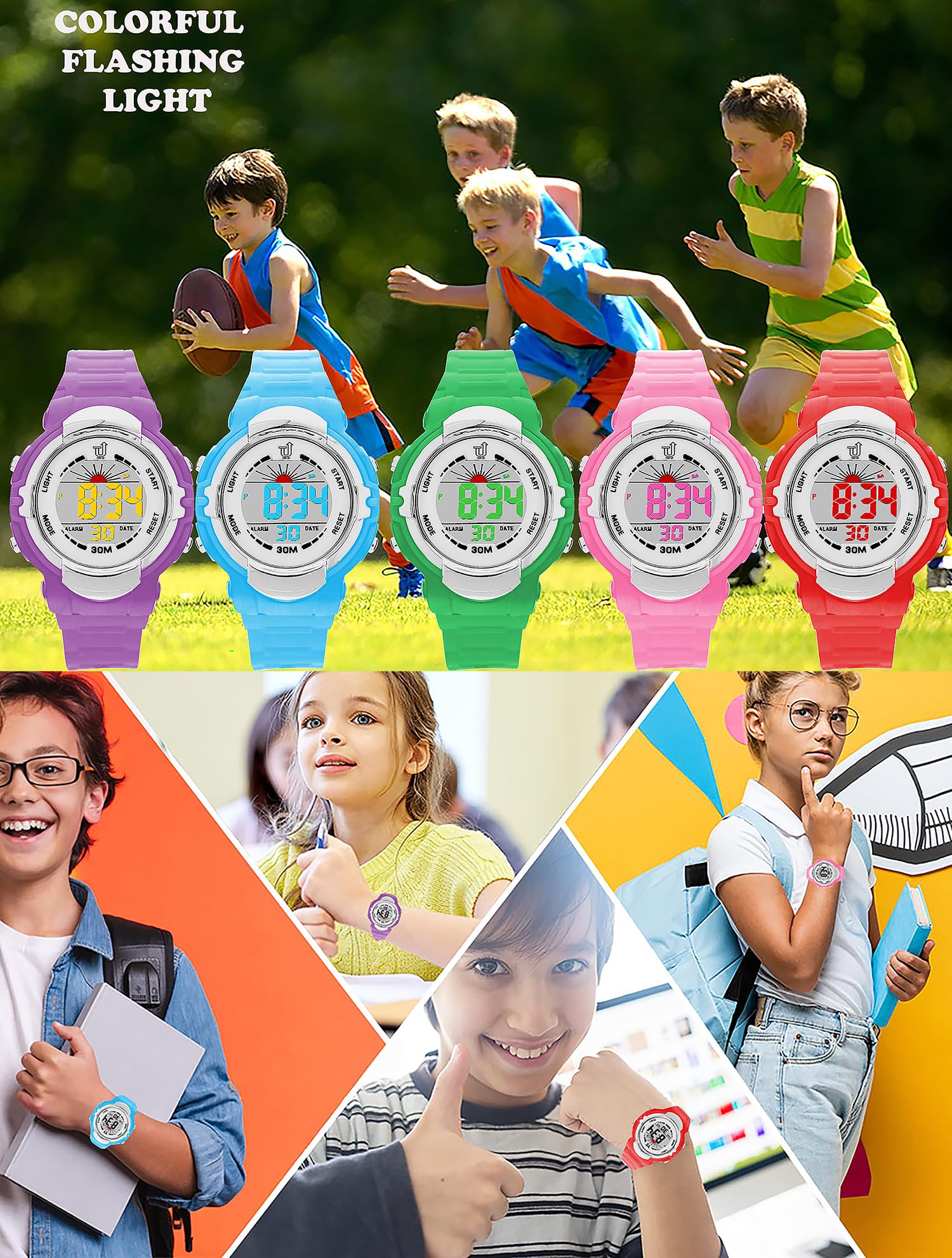 Time Up Digital Dial Couple Combo Light Stopwatch Waterproof School Kids Watch for Him & Her (Age:4-14 Years)-CMB-YS1811-X (NavyBlue-Purple) 1