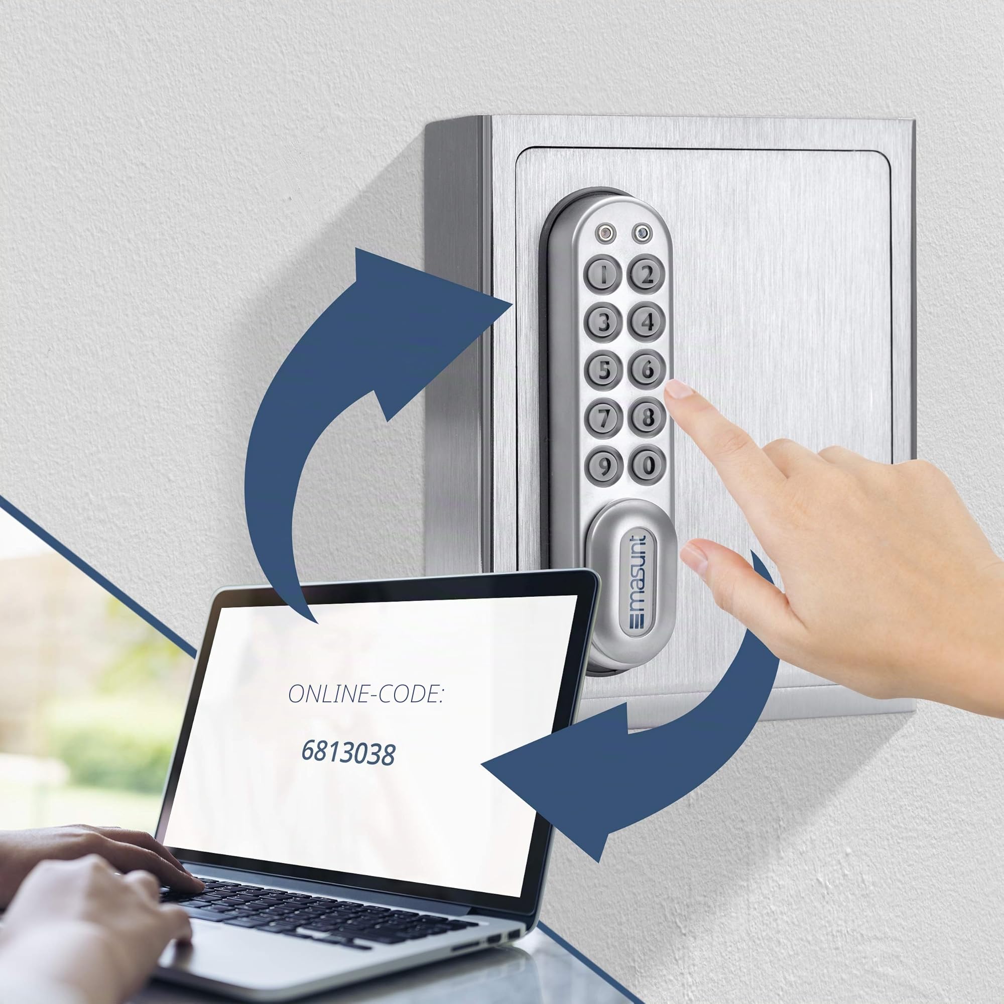 masunt Schlüsselsafe 1120 E Code elektronischer Schlüsseltresor V2A Edelstahl wetterfest Silber