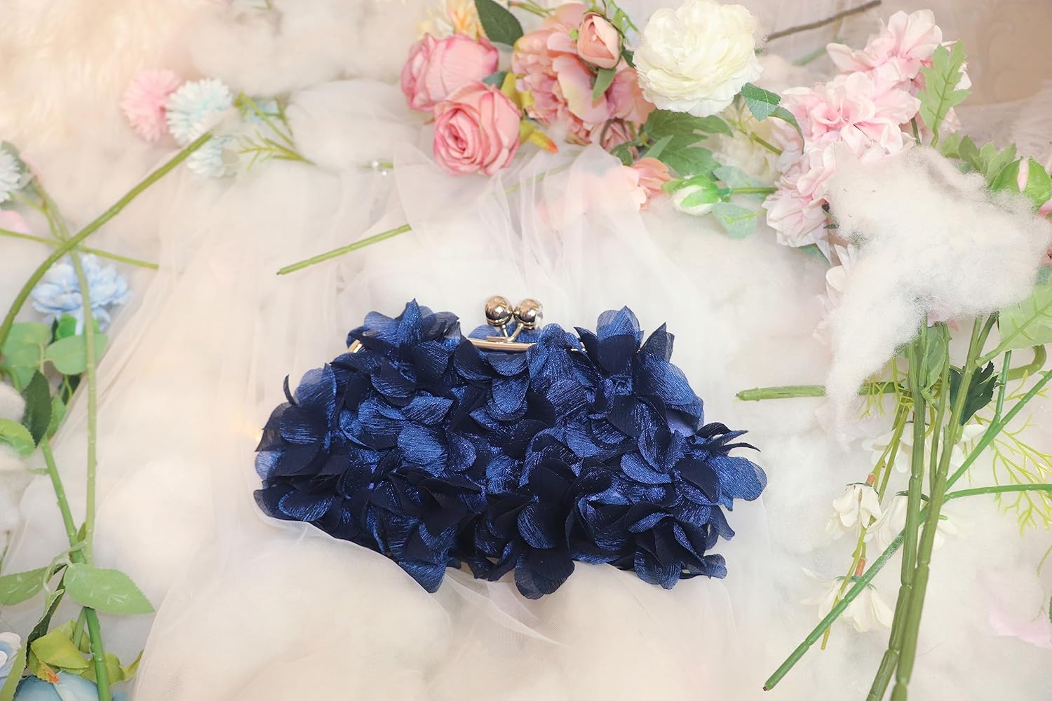 Women Evening Bag Flower Bride Floral Clutch Purse for Wedding Prom Kiss Lock - Image 6