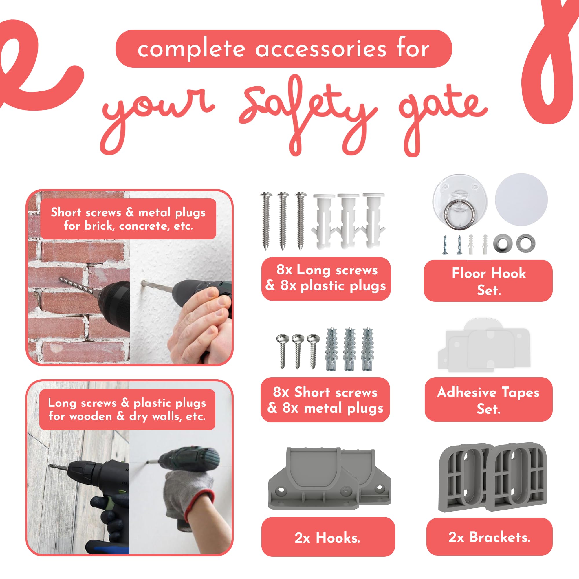 Dikots Grey Retractable Stair Gate for baby & Pet with secure 2-Step Lock, 180 cm wide & 86 cm tall extendable gate - Image 2