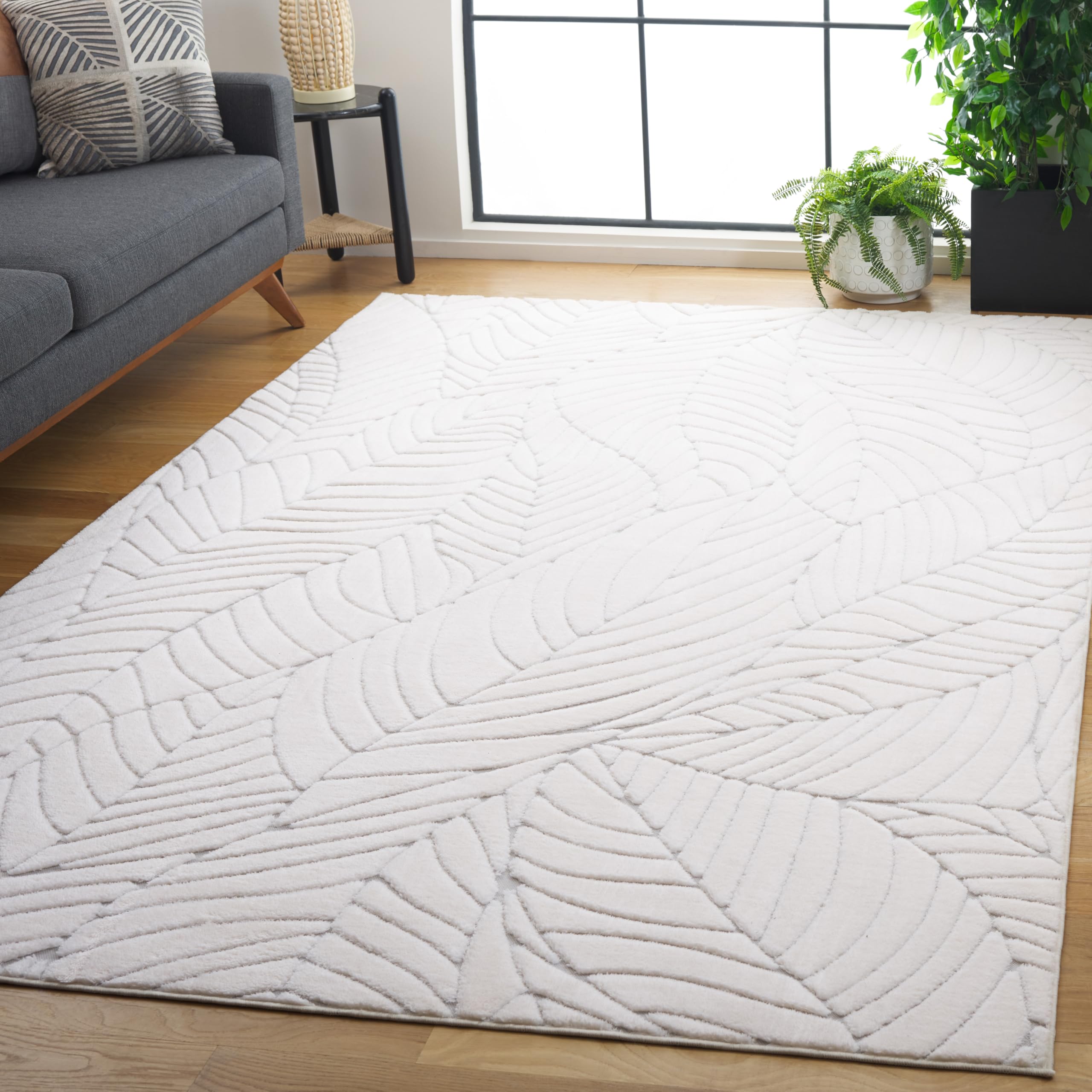 SAFAVIEH Traditional Rug Ideal for High Traffic Areas - Machine Washable and Non Slip - Versailles Collection, Short Pile, in Ivory, 122 X 183 cm