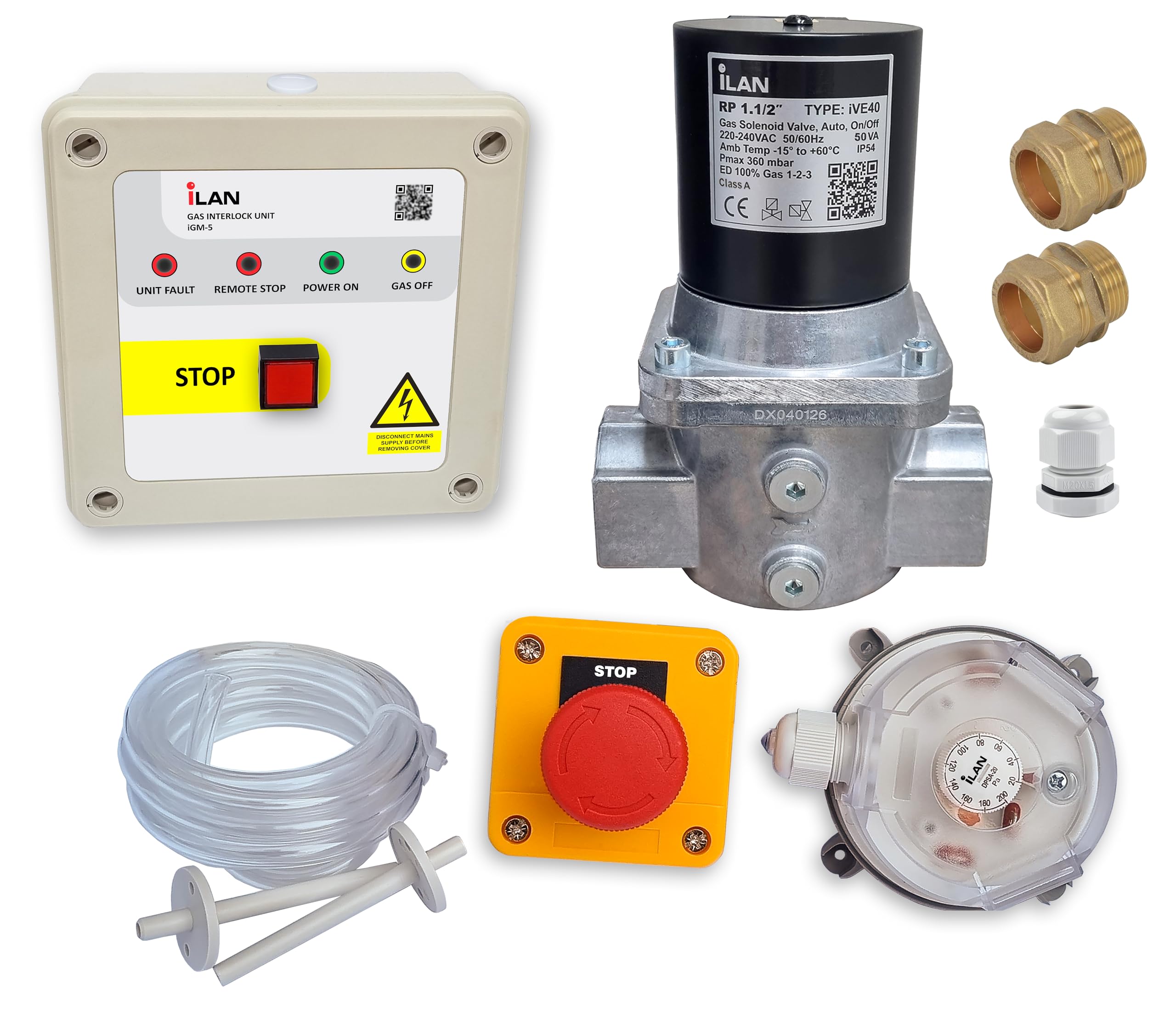 Ilan Gas Interlock System Kit, Complete Pack, Including Gas Solenoid Valve 1.1/2" (42Mm)