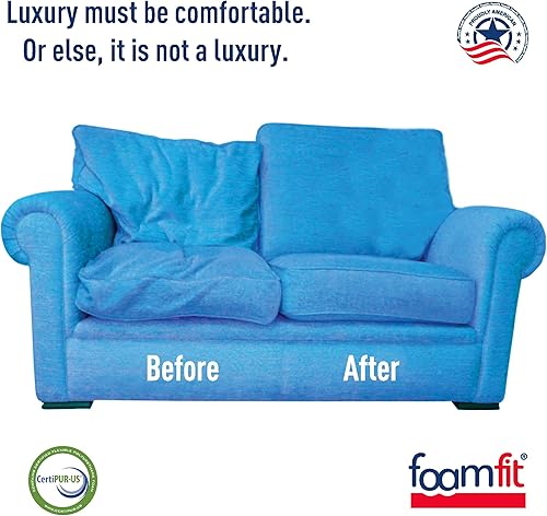 Miniatura 7 de FoamFit Espuma de tapicería de 4 pulgadas de grosor, 22 pulgadas de ancho, 22 pulgadas de largo, alta densidad, 1.8 libras, 46 ILD firme reemplazo