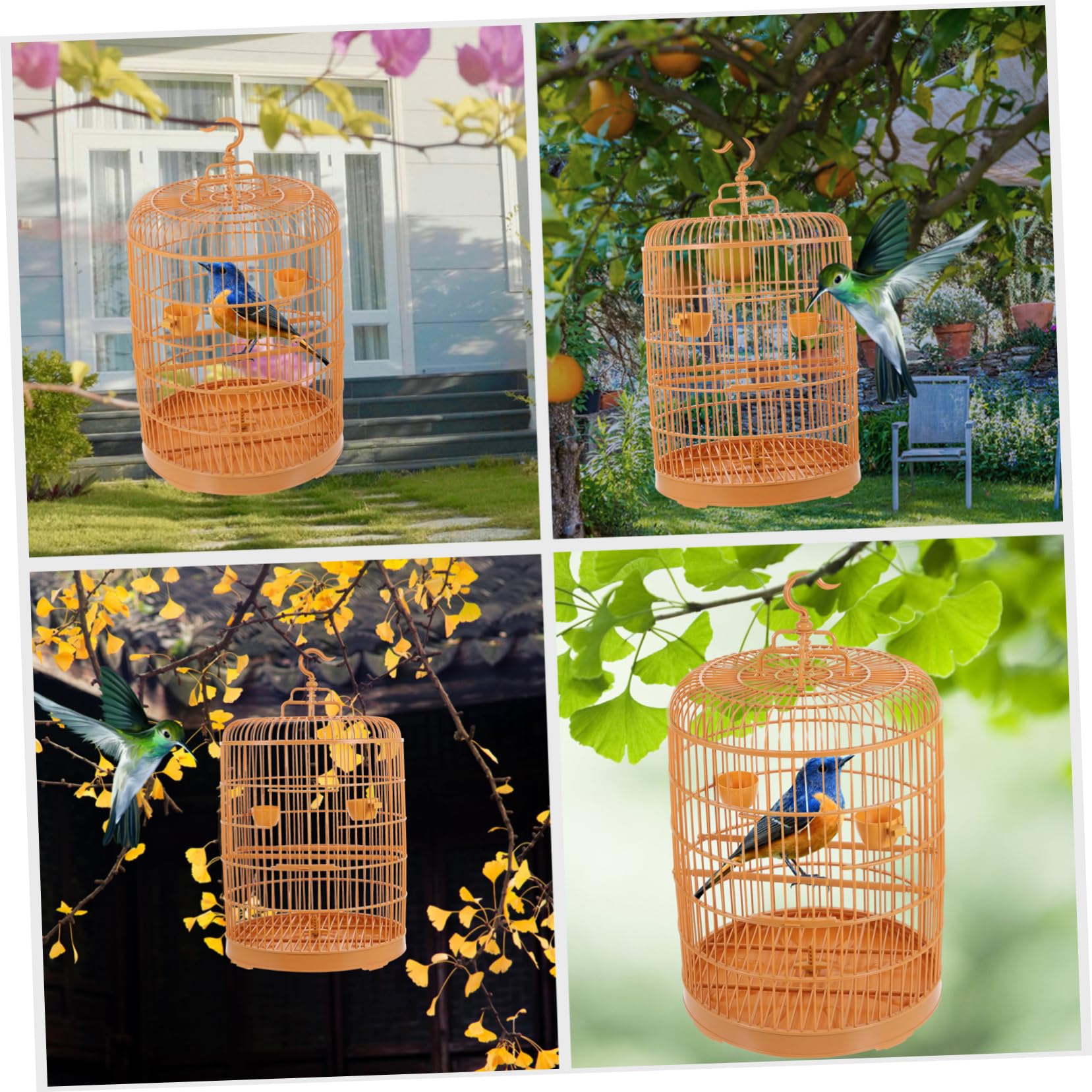 Kisangel Casas para Pájaros para Jardín Palomas Juguetes De Plástico Amarillos para Exteriores Jaula Colgante