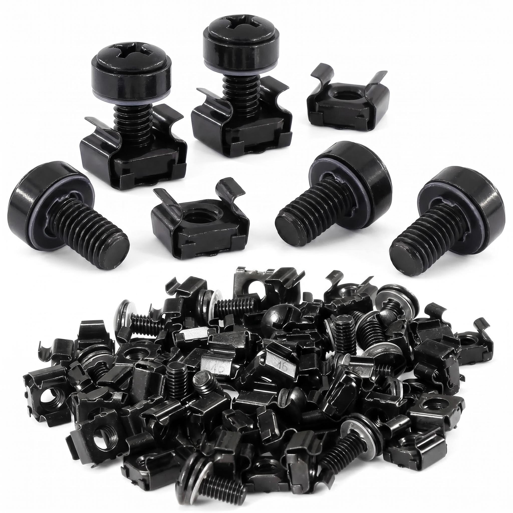 60 Pack M6 x 20 mm Server Rack Screws Computer Rack Mount Screws Cage Nuts and Screws Square Insert Nuts for Audio Server Console Mounting Routers, Shelves, Enclosures, Cabinets-image-28