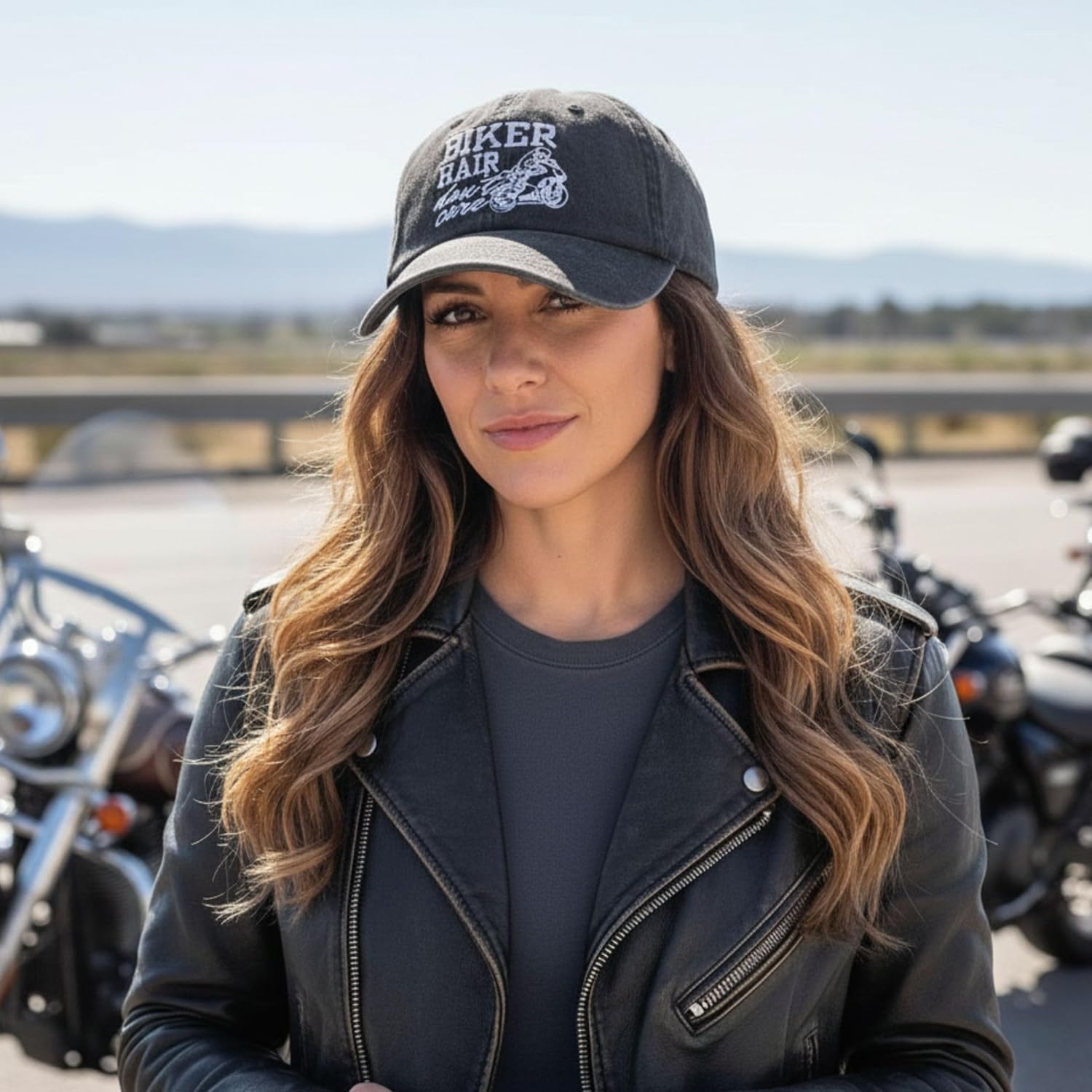 InnoBeta Motorcycle Biker Gifts for Men Women, Hat Adjustable Embroidered Baseball Cap Grey - Image 7