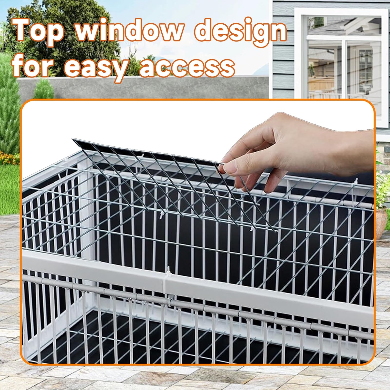 Trampa para Pájaros con Entrada Trampa para pájaros Jaula de Hierro para Palomas de Exterior. Trampa antiescape, Sistema de Captura automático(Black,60 * 40cm)