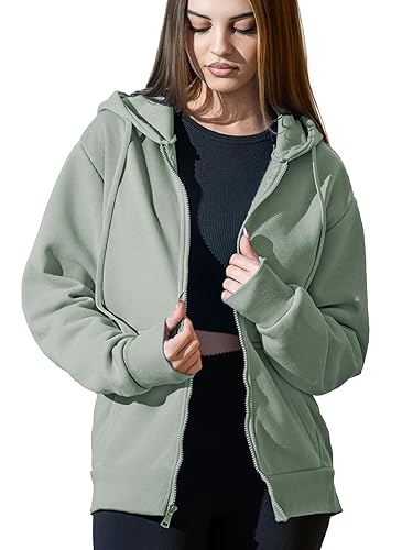 Oversized Zip Up Hoodie for Women, Soft Fleece Cotton Blend,
