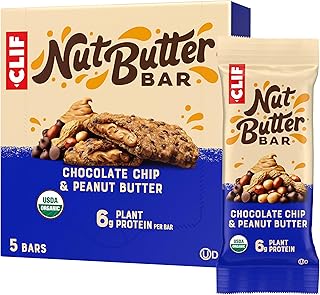CLIF Nut Butter Bar - Chocolate Chip & Peanut Butter - Filled Energy Bars - Non-GMO - USDA Organic - Plant-Based - Low Glycemic - 1.76 oz. (5 Pack)