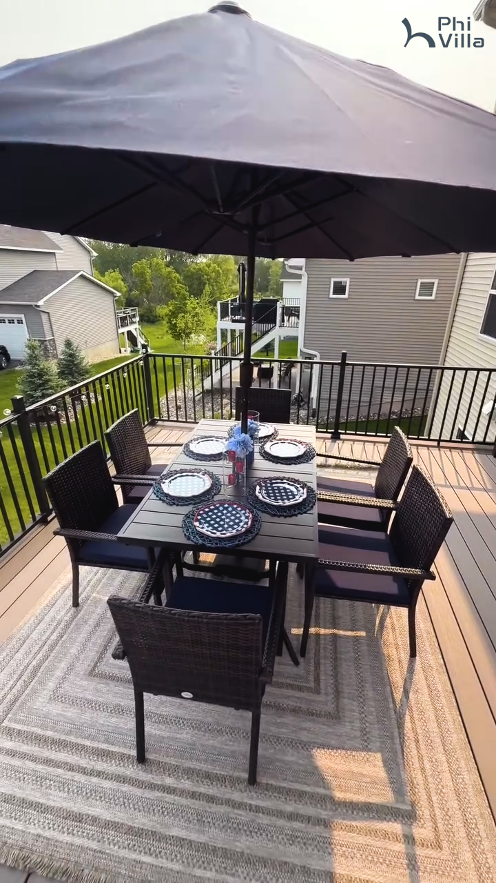 Amazon.com : PHI VILLA 6-Person Outdoor Metal Steel Slat Dining