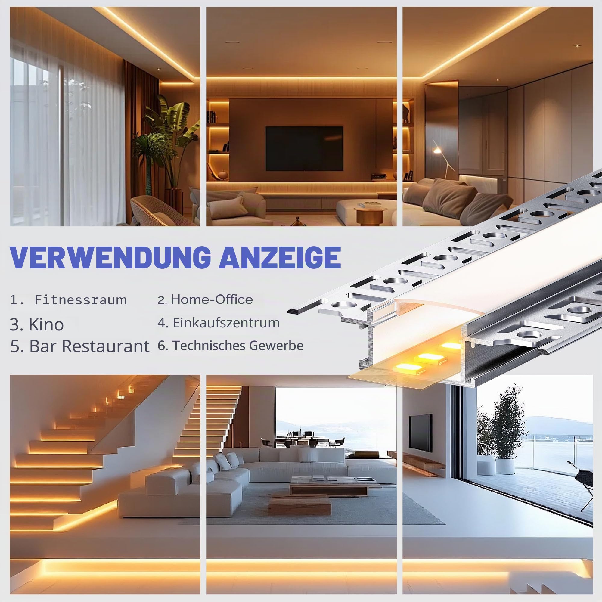 Trockenbau LED Profil 2m – Aluminium Trockenbauprofil mit Diffusor für gleichmäßige Lichtverteilung, ideal als LED Kanal für Streifen bis 20mm – Aluminium Profil für vielseitige Anwendungen