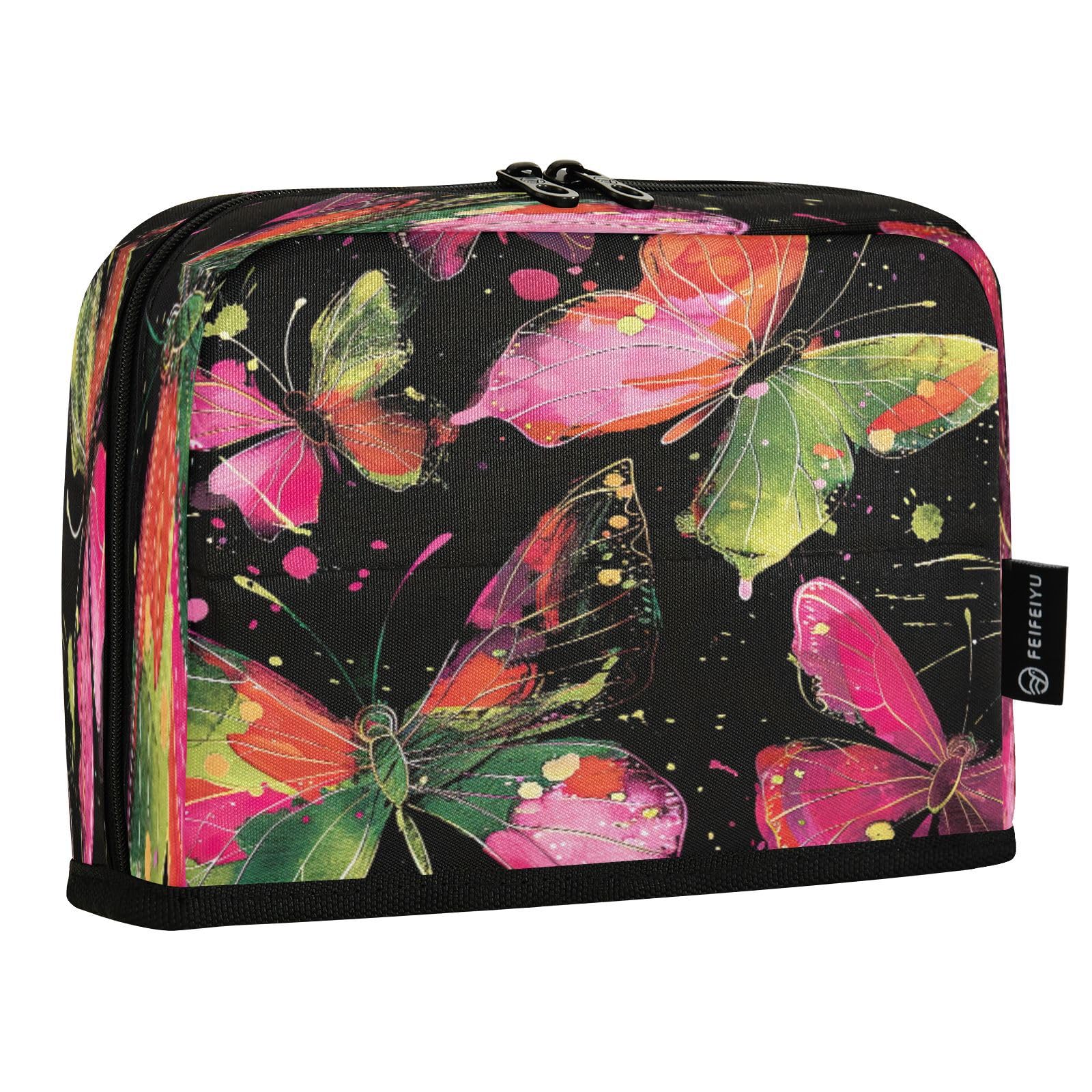 Ttgoth Standing Pencil Case Colorful Butterfly Large Capacity Pencil Pouch Foldable Pen Bag Portable Stationery Storage Organiser for Desk School Office Supplies, 21 x 5 x 15 cm