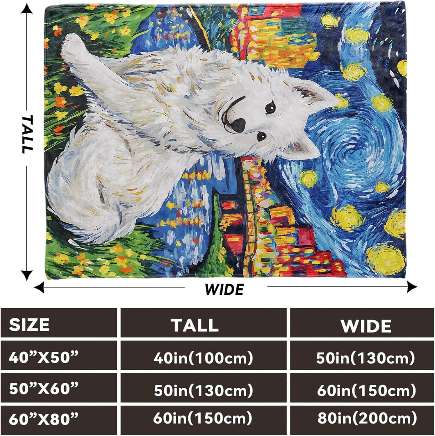 Cute Dog Blanket, Lightweight Starry Night and Puppy Throw for Couch Sofa Bedroom, Soft Cozy Travel Flannel Blankets Gifts for Women Girls Kids Pet Lovers, Cabin Home Decor 60×50in - Image 3