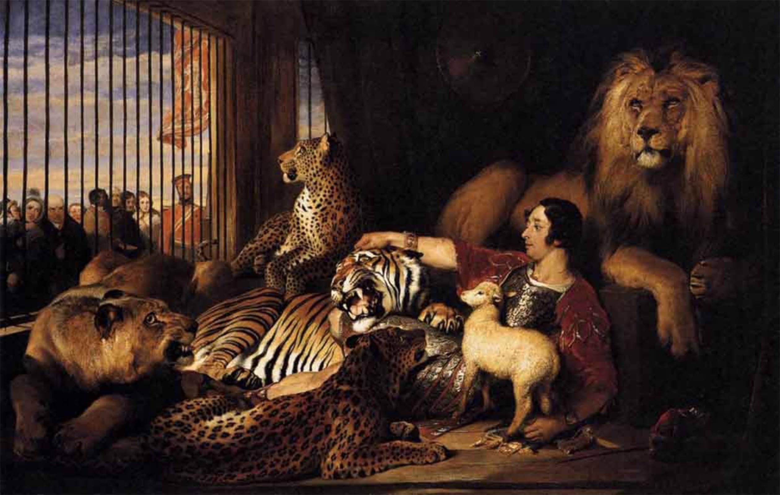 ARTXLXXBN Famous Prints Artwork Pictures Poster Painting Art Isaac Van Amburgh and His Animalsby Sir Edwin Henry Landseer Artwork Landscape Pictures for Home Decor 60x90cm