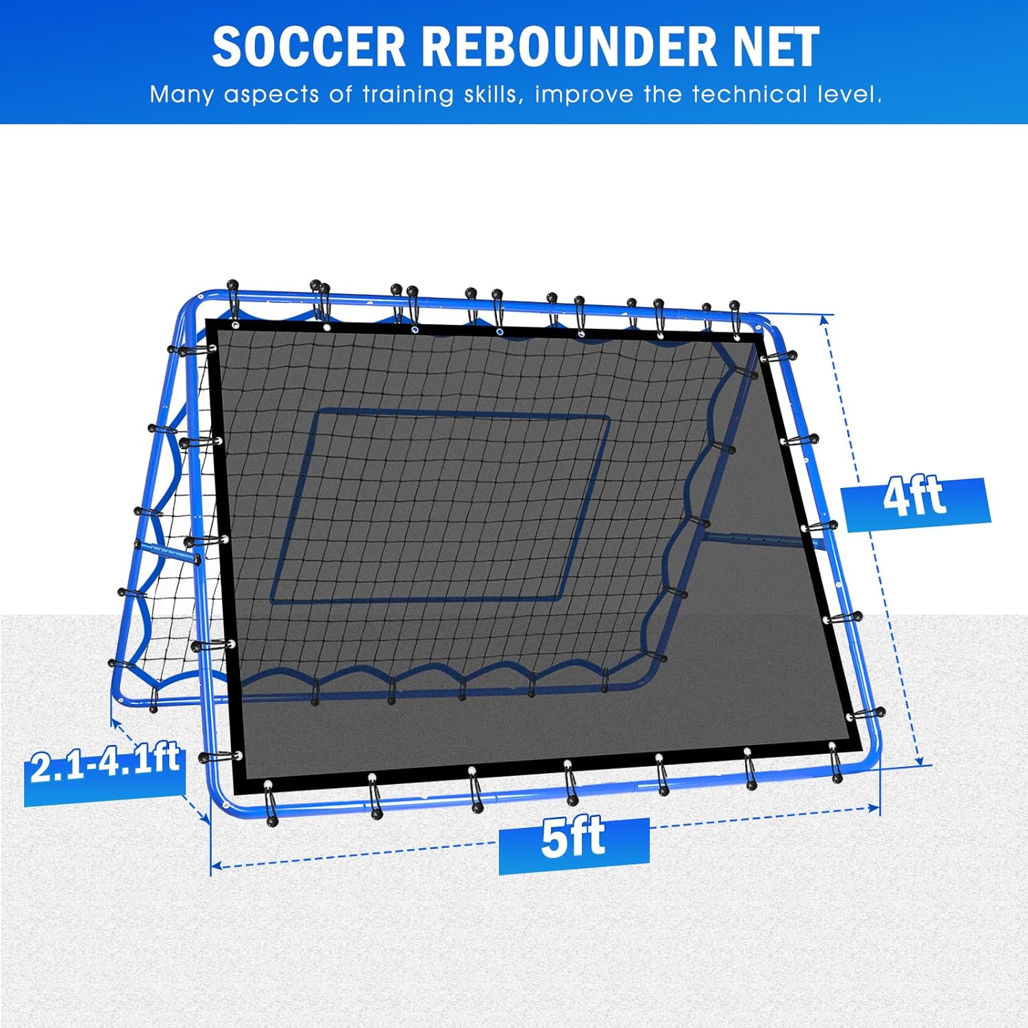Soccer Baseball Volleyball Rebounder Net, Quick-Switch Angle Dual-Sided/Dual/Three Mode Goal Net Multi-Sport Pitchback Rebound for Control, Passing Practice, Easy Setup Bounce Back Training Gifts