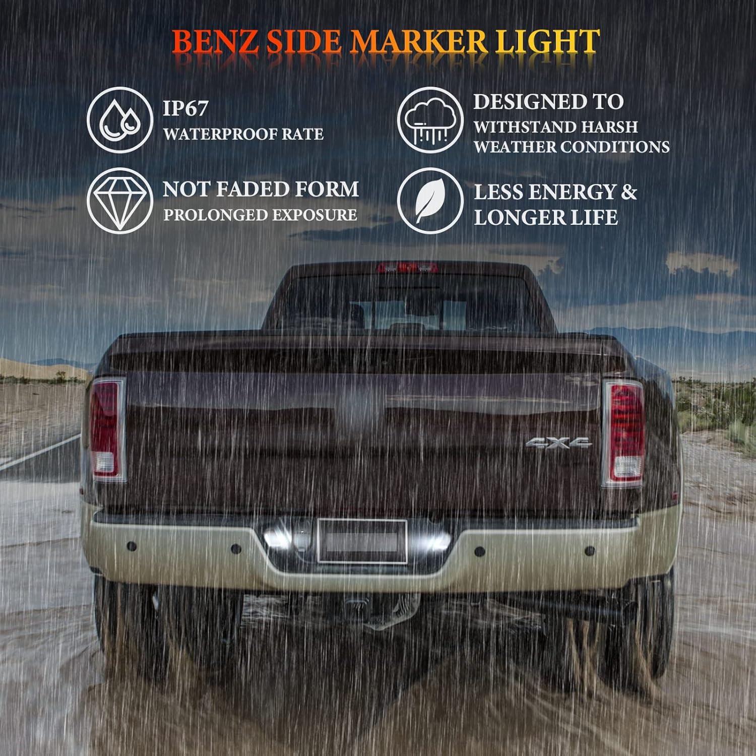 POPMOTORZ LED License Plate Lamp With Socket Clip Retainer Tag Lights Assembly - Compatible with 2003-2018 Dodge Ram 1500 2500 3500 Pickup Truck - Smoked Lens Rear Light (White)