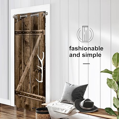 Miniatura 12 de Cortinas de puerta de granero para puertas, cortina opaca rústica para puerta de privacidad, cortinas divisoras de habitación, cortina de armario