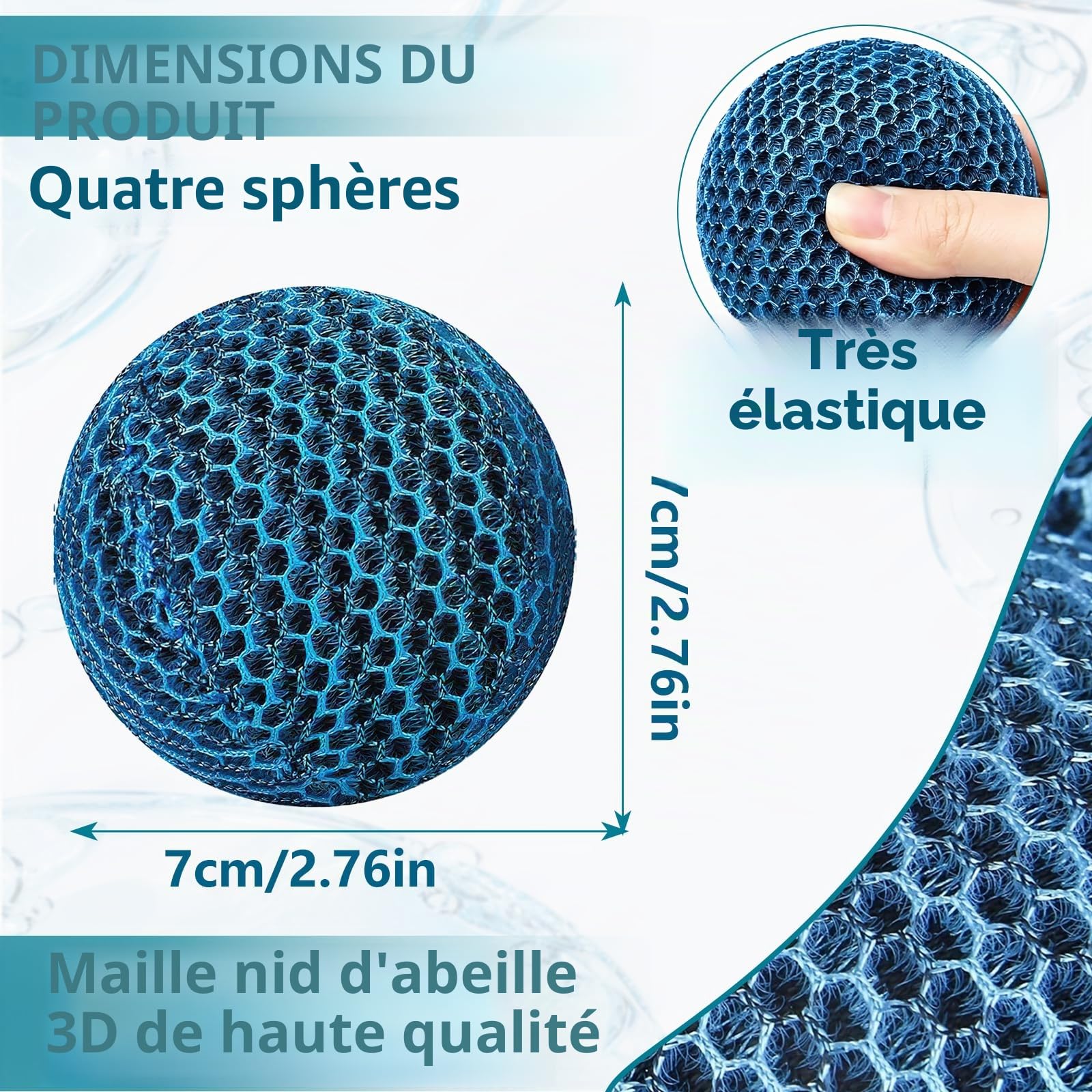 Boule Absorbeur D'écume, Absorbeur D'huile de Piscine Réutilisables, Absorbeurs de Piscine Éponge Flottante, pour Absorbant Mousse et Graisse pour Spa Piscine Baignoire (4, Balle)