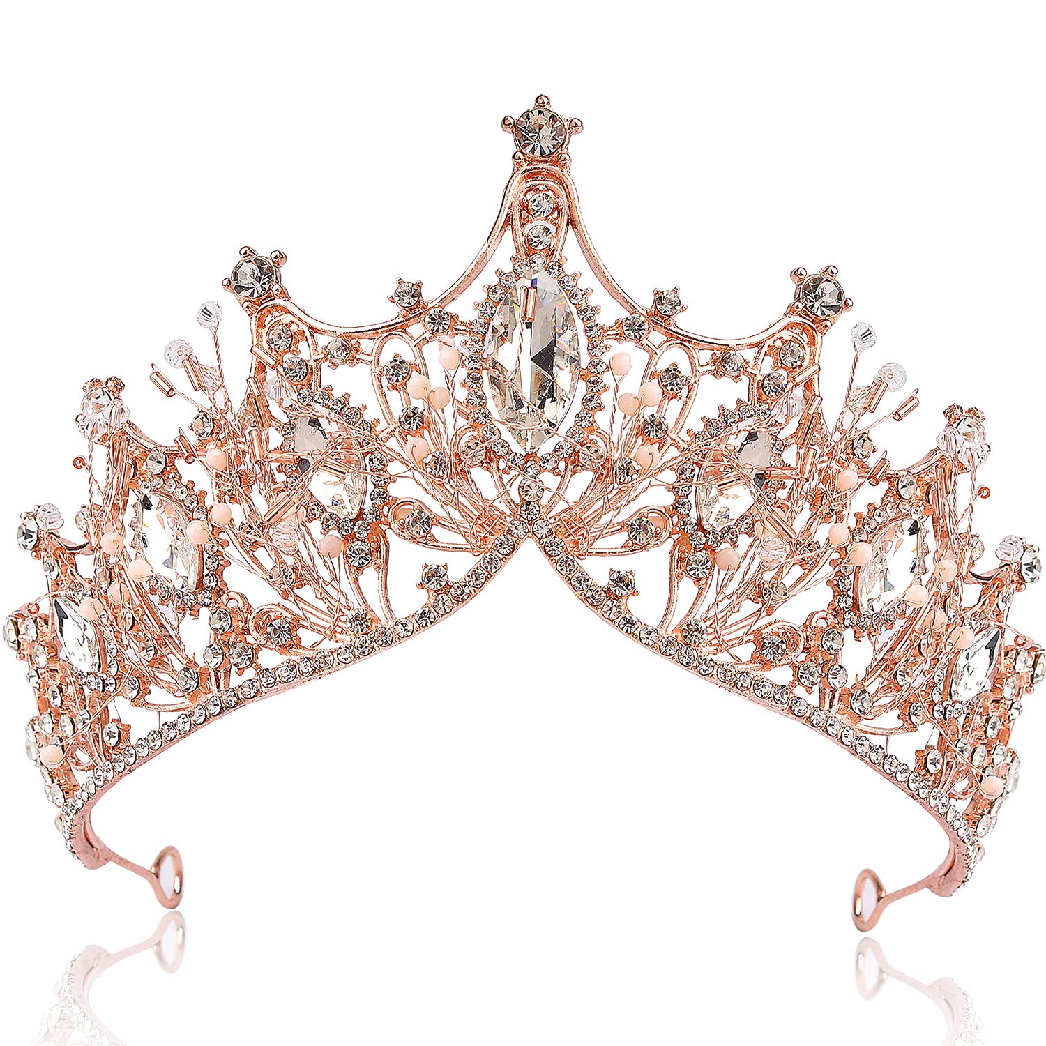 Tiara E Corona Da Principessa Oro Con Cristalli E Diamanti D'Acqua – Elegante E Regolabile Per Donne E Ragazze