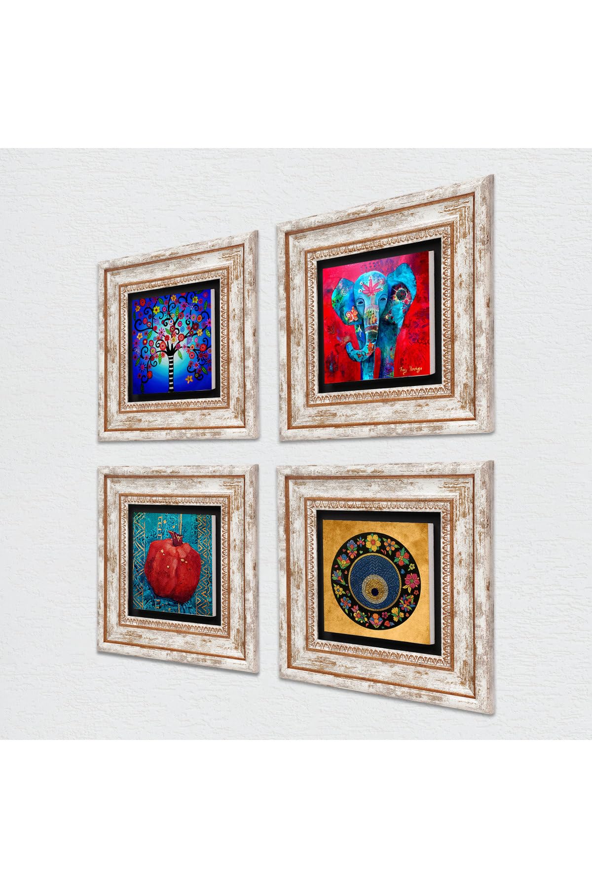 Pinecone Stone Fil, Nazar, Hayat Ağacı, Nar Taş Duvar Tablosu - Çerçeveli Taş Tablo - Dekoratif Duvar Sanatı - Modern Ev ve Ofis Duvar Dekoru T4-859