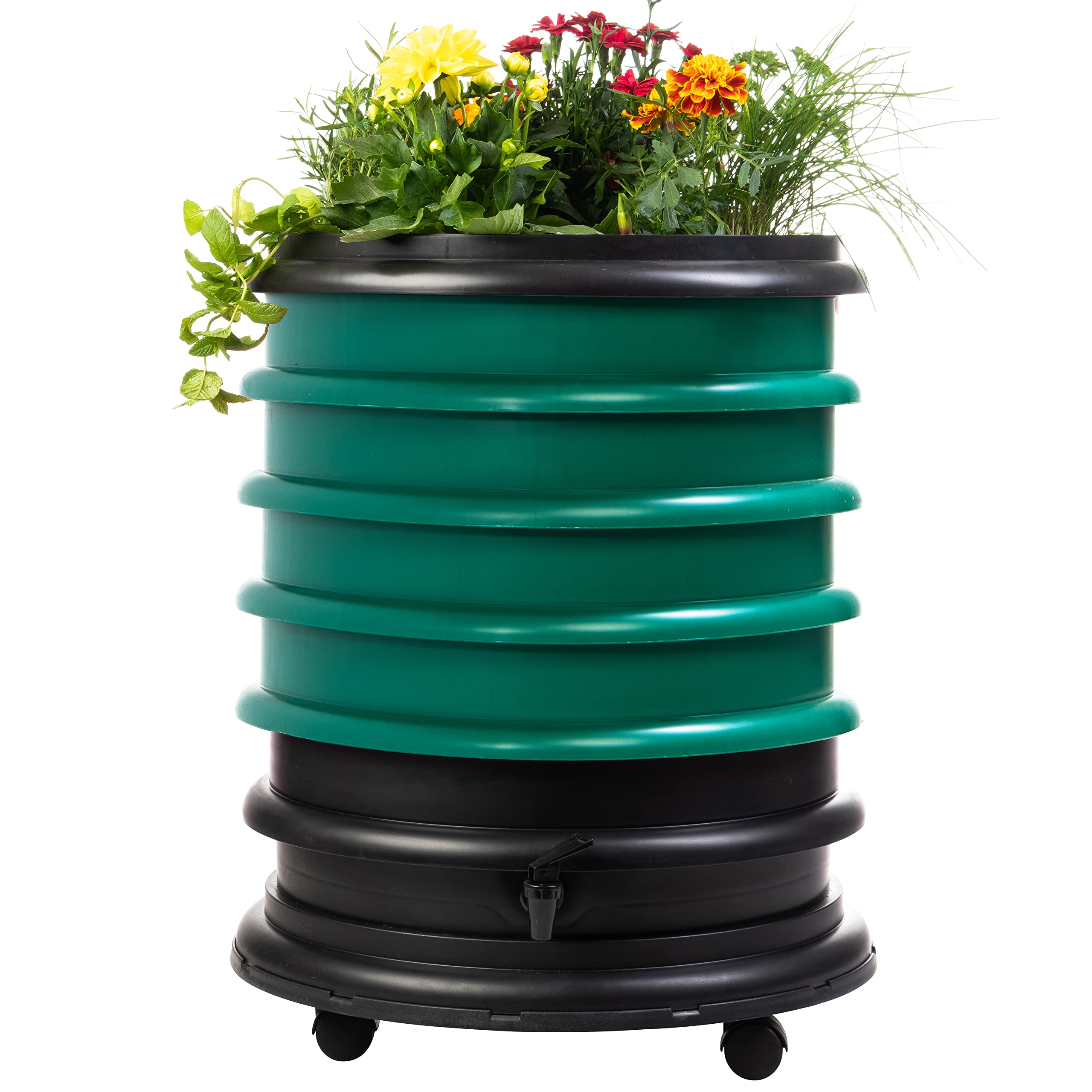 Wormbox Dark Green | Wormery Worm Farm Composter 4 Trays + Planter | 64 Liters | Organic Waste Compost, Make Your Worm Castings