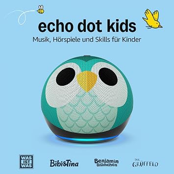 Echo Dot Kids (Neueste Generation) | Smarter WLAN- und Bluetooth-Lautsprecher | 1 Jahr Amazon Kids+ inklusive | Eulen-Design, mit Alexa+ Early Access