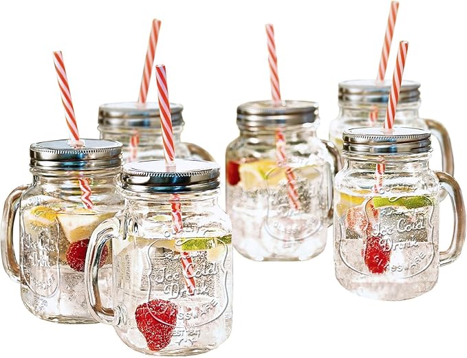 Estilo Mason Jar Mugs 16 oz, Mason Jars with Handle, Mason