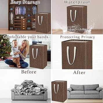 150L Waterproof Laundry Hamper in Family Extended Cotton Handle Laundry Basket in Dormitory Collapsible Laundry Bag in Nursery (969-Satisfied laundry hampers, 2 Pack)