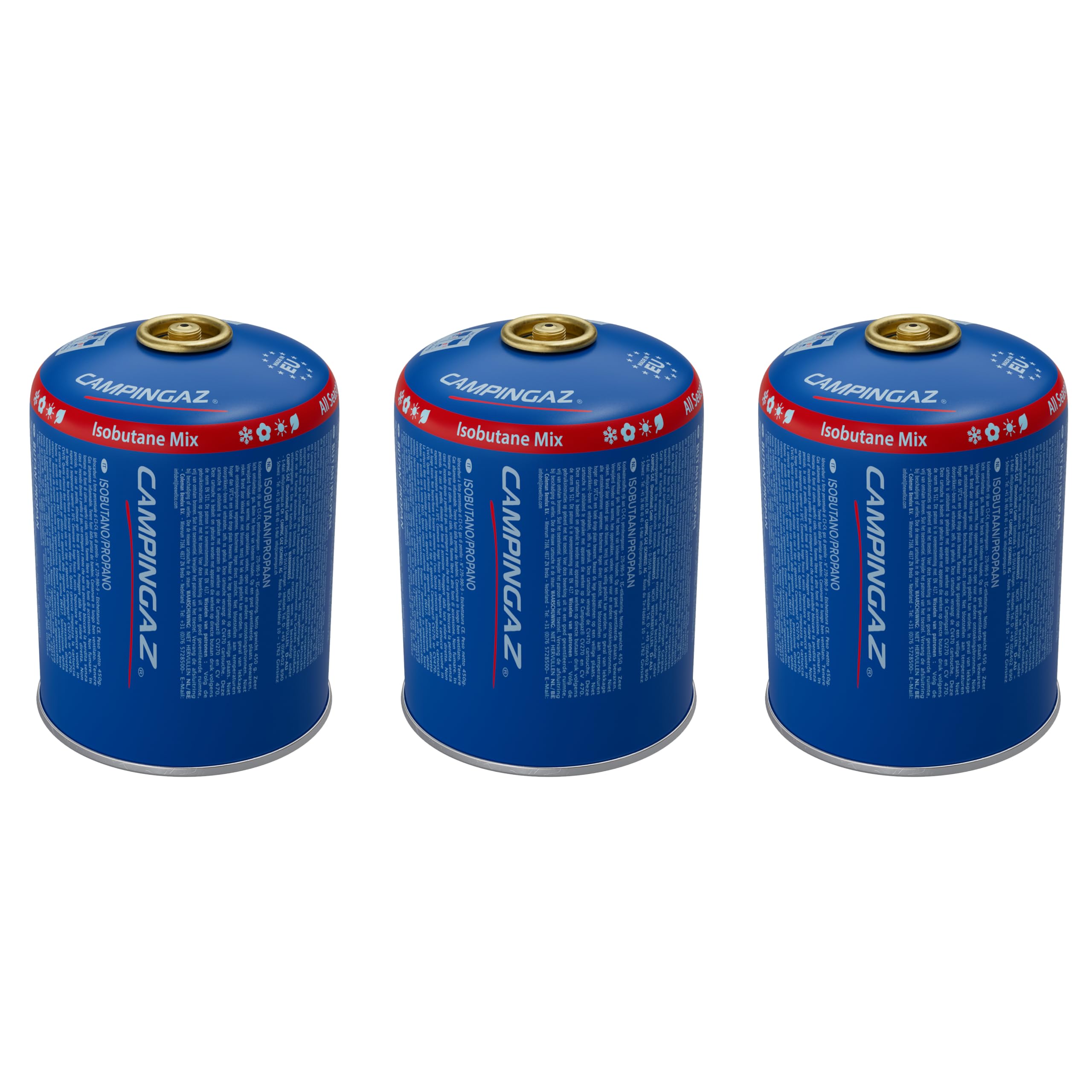Campingaz CV 470 Plus All Season gas cartridge 3-Pack, valve cartridge with patented Easy Clic Plus Technology, suitable Stoves, Camping BBQs or lamps, 450 g butane/propane mix (85/15)