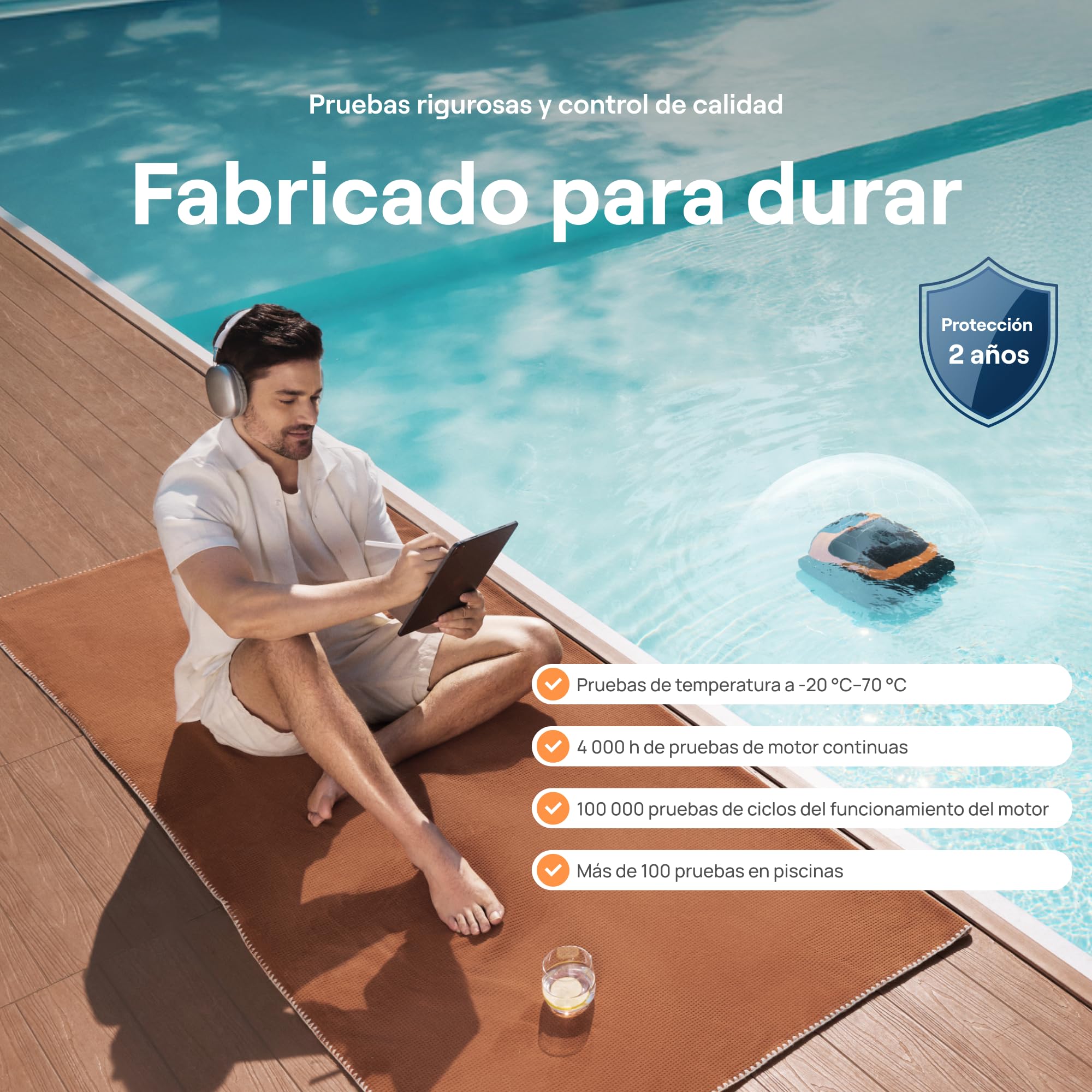 Beatbot (2026 Nuevo Sora 30 Robot Piscina limpiafondos y Paredes, Plataformas y línea de flotación, 25700 LPH, Posicionamiento Superficie, 5l residuos,App,Piscinas enterradas y elevadas, Orange