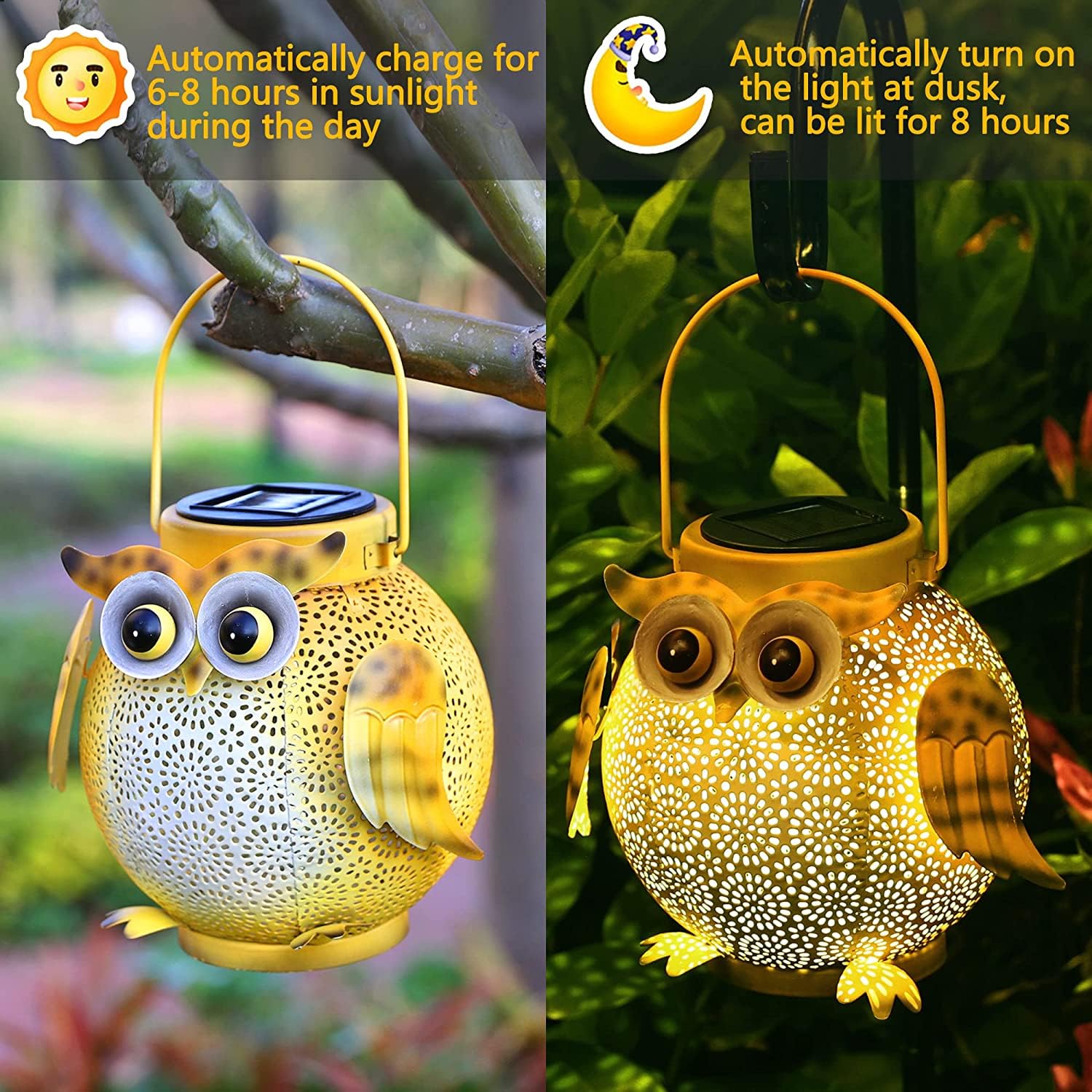 Solarlampen Für Außen Hängend, Garten Deko Eule Solarlaterne, Laternen Für Draußen Wetterfest, Solar Für Gartenleuchten, Solar Laterne Outdoor, Deko Balkon,2 PCS