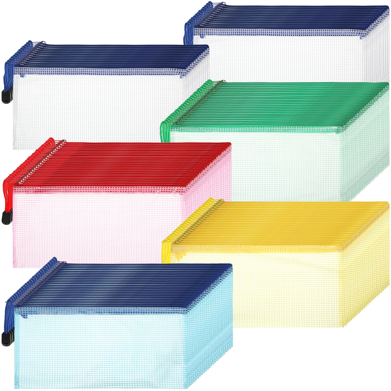 Sherr 120 Stück Netztaschen mit Reißverschluss, wasserdichte Netztaschen mit Reißverschluss, PVC-Dokumententasche, Reise-Reißverschlusstaschen, Mehrzweck-Dokumententaschen für Schule, Büro (24,1 x