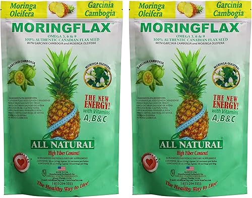Moringflax Bag Formula 100 Semilla de lino canadiense natural con garcinia cambogia y moringa oleifera bolsa, bronceado, 16 onzas - Paquete de 2