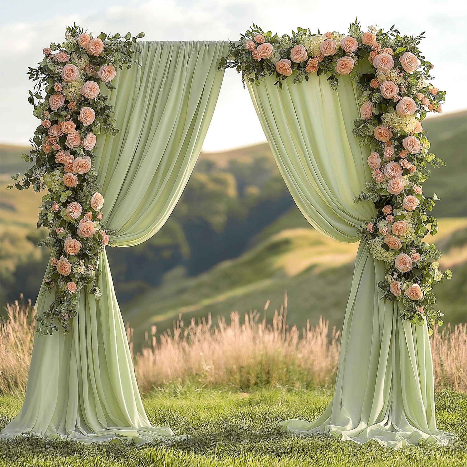 10x7ft wrinkle free sage green backdrop curtain for parties soft fabric drapes wedding curtain backdrop for birthday party decorations background for photography 5x7ft, 2 panels
