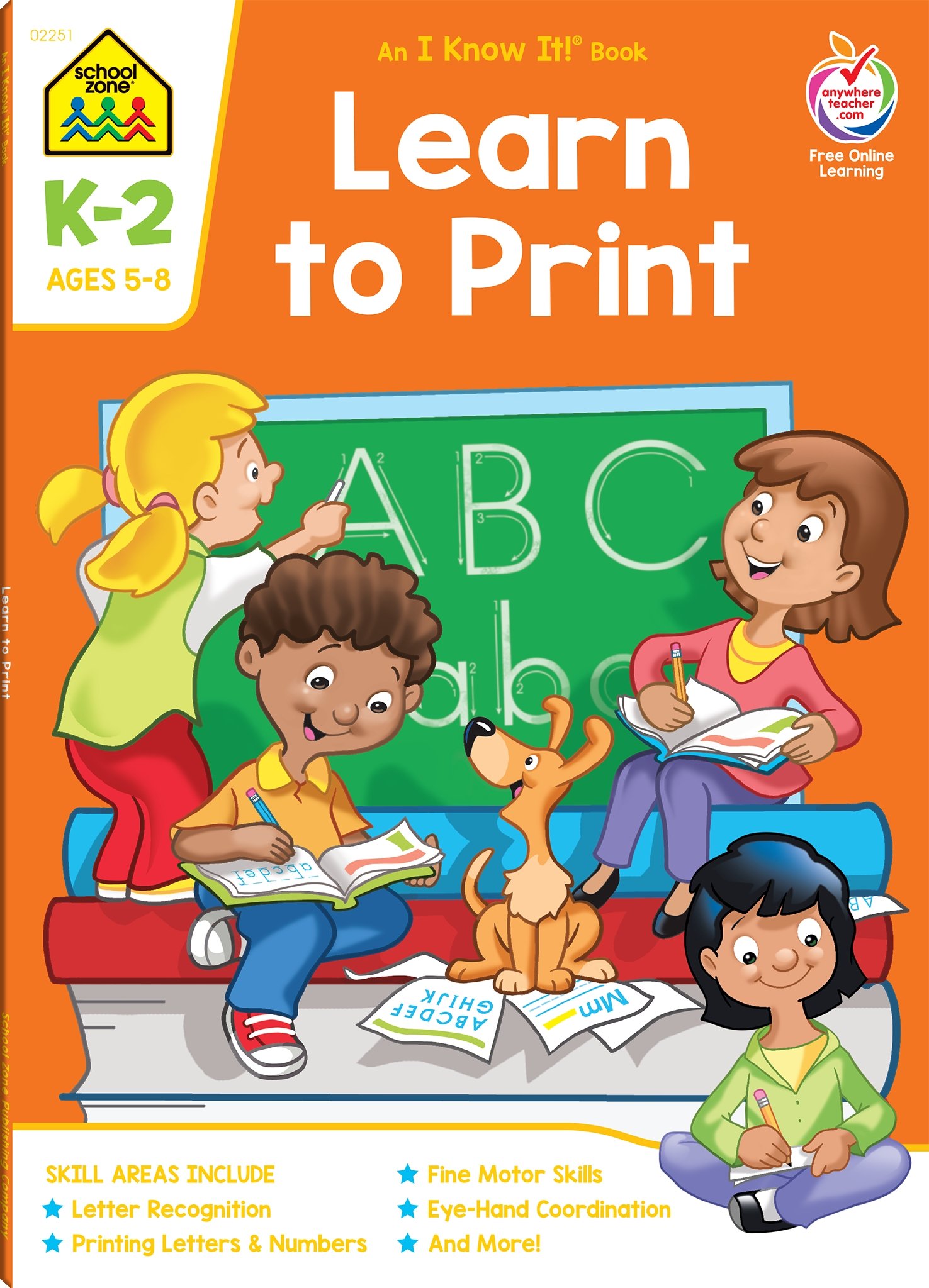 School Zone - Learn To Print Workbook - 64 Pages, Ages 5 to 8, Kindergarten, 1st Grade, 2nd Grade, Manuscript Writing, Printing Letters, Numbers, and ... Workbook Series) (Deluxe Edition 64-Page)