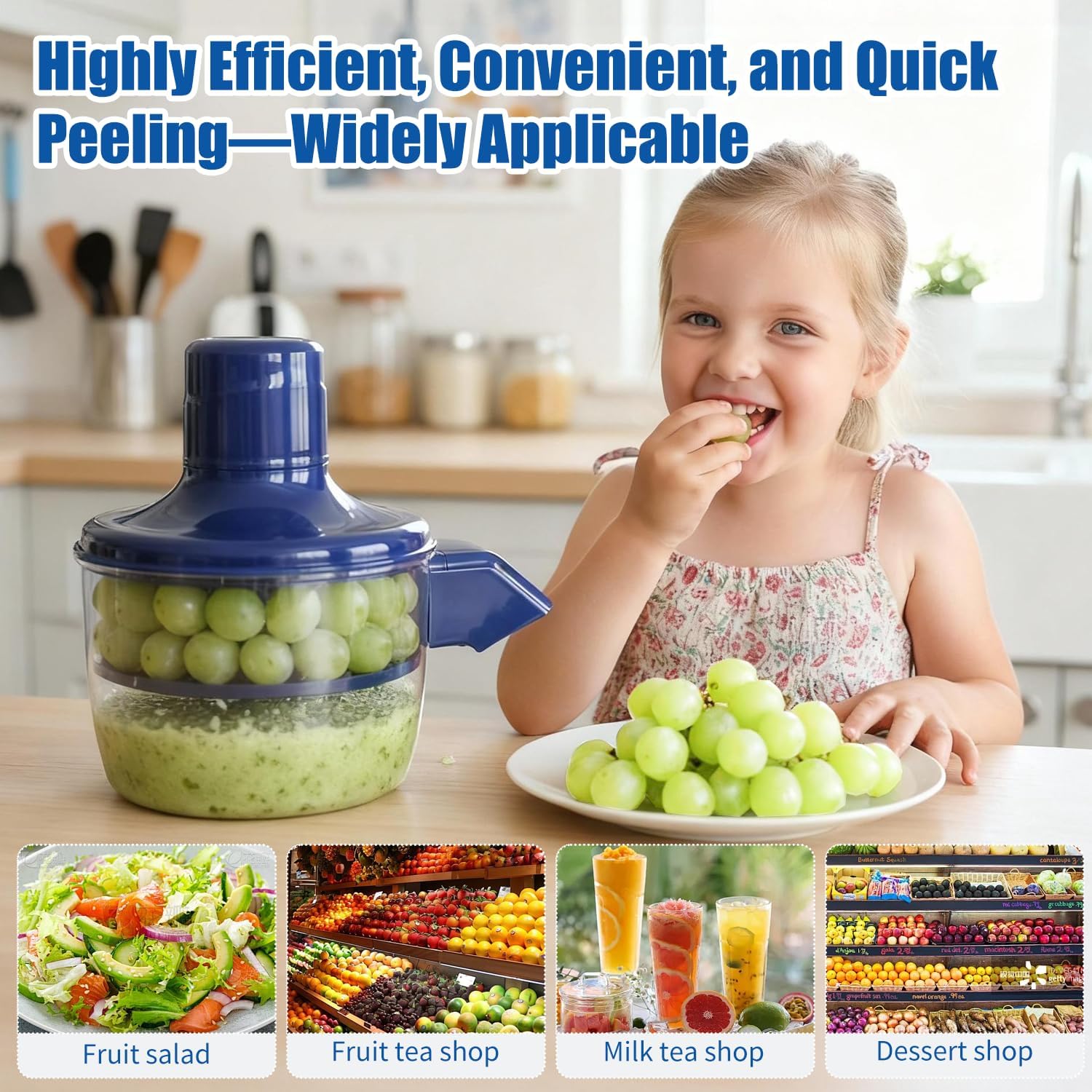 Automatic Grape Peeler Machine with Peeling Knife, Abnaok Electric Garlic & Cherry Tomato Peeler Skin Remover Tool for Small Fruits, Effortless Peeling for Home Kitchen