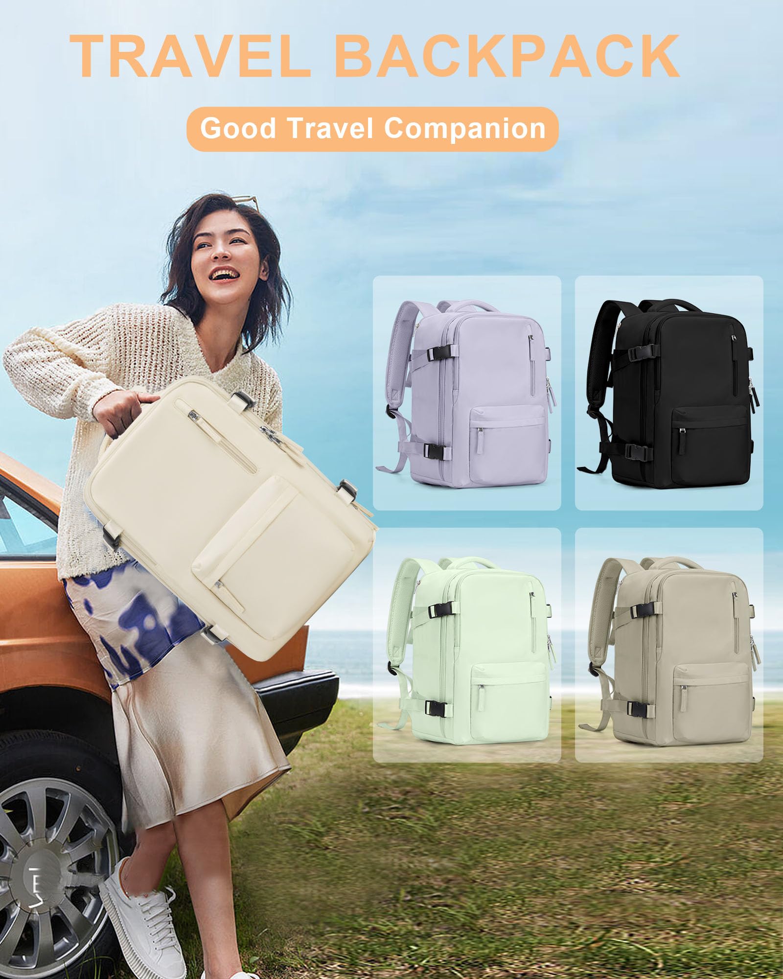 BJLFS Borse da Cabina per Ryanair 40×20×25 Zaino da Viaggio con Sottovuoto Bagaglio a Mano Easyjet 45×36×20,Zaino con sistema di compressione,Zaino Casual per laptop da 14 pollici per scuola