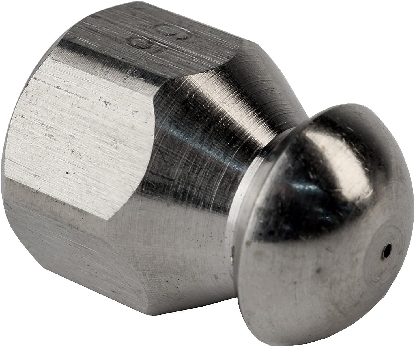 Schieffer 1/4in. x 50ft. 4400 PSI Thermoplastic Sewer Jetter Hose & 6.5 Orifice Button Nose Nozzle