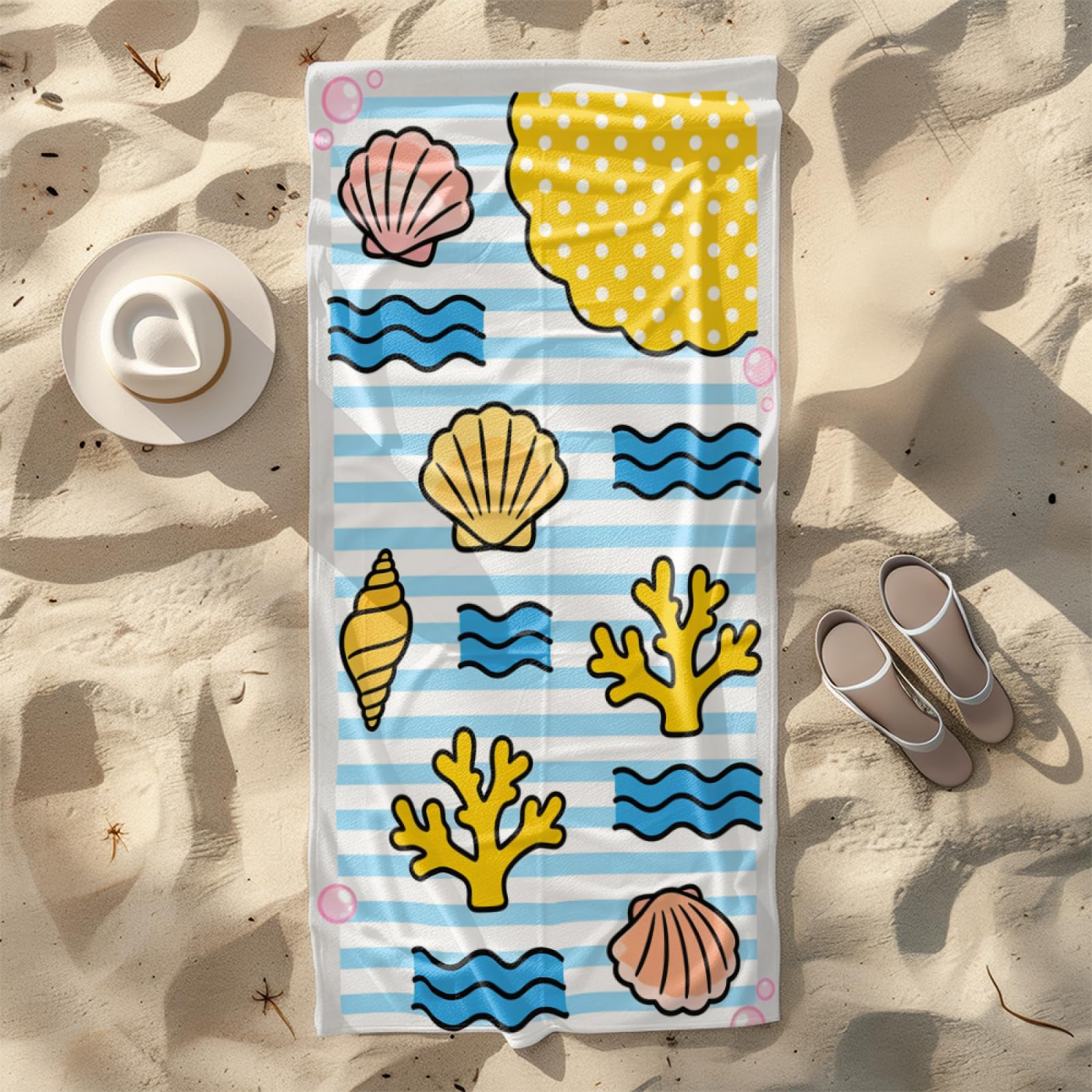 Fouta PlageBlue Waves Rose Octopus Medusée Modèle Surdimensionné avec Diverses Tailles, Respirante et Portable, Parfaite pour Voyages Sorties Piscine et Usage Extérieur Quotidien 90x160 cm