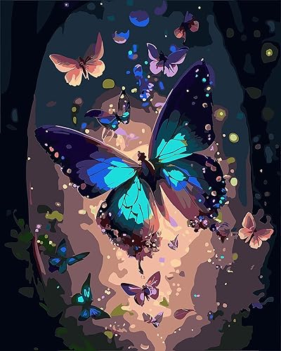 Miniatura 1 de FILASLFT Pintura de mariposas por números para adultos, lienzo, kits de pintura por números para niños principiantes, pintura de dibujo con