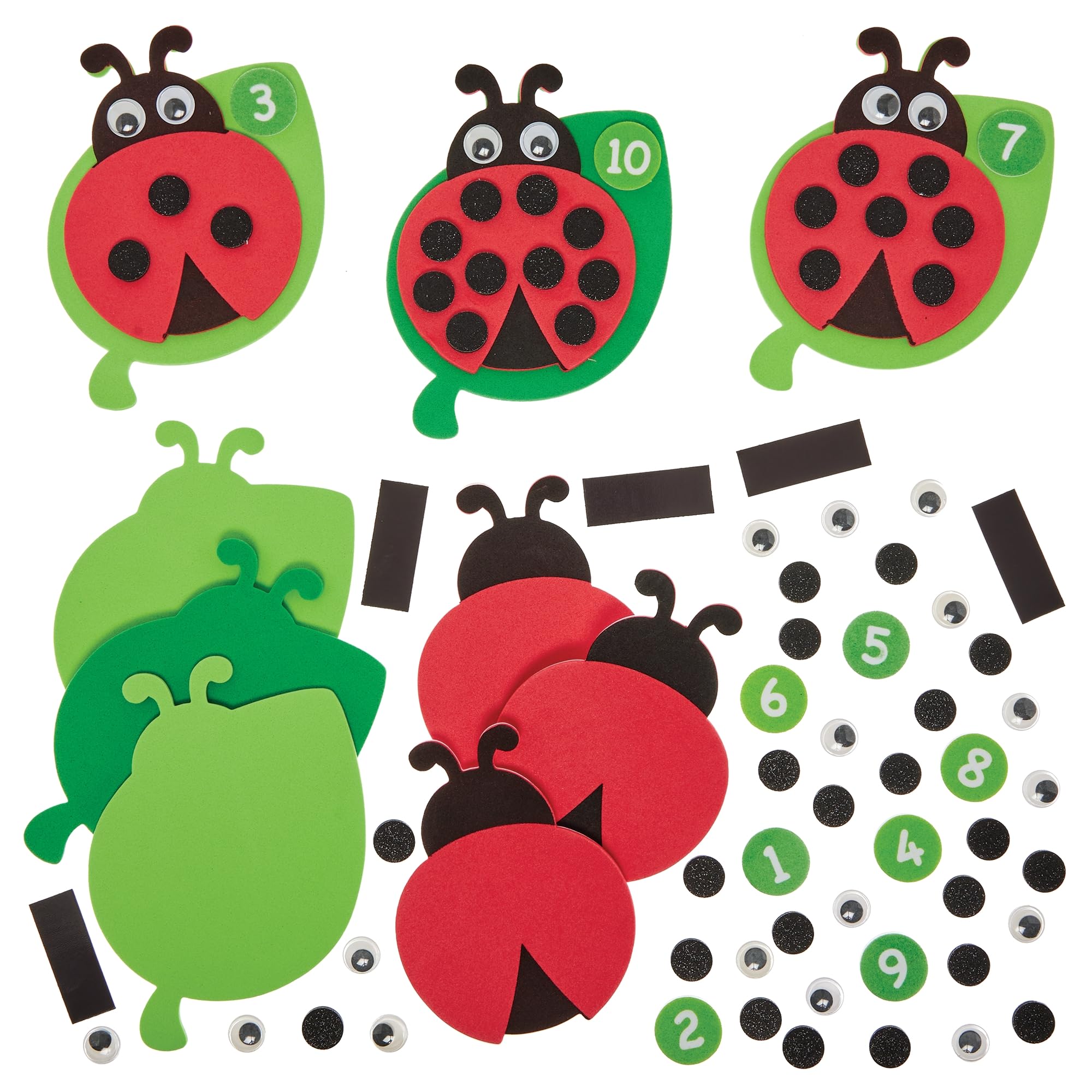 Baker Ross FN433 Counting Ladybird Number Magnet Kits - Pack of 10, STEM, Science, Maths and Learning Aids for Kids and Schools