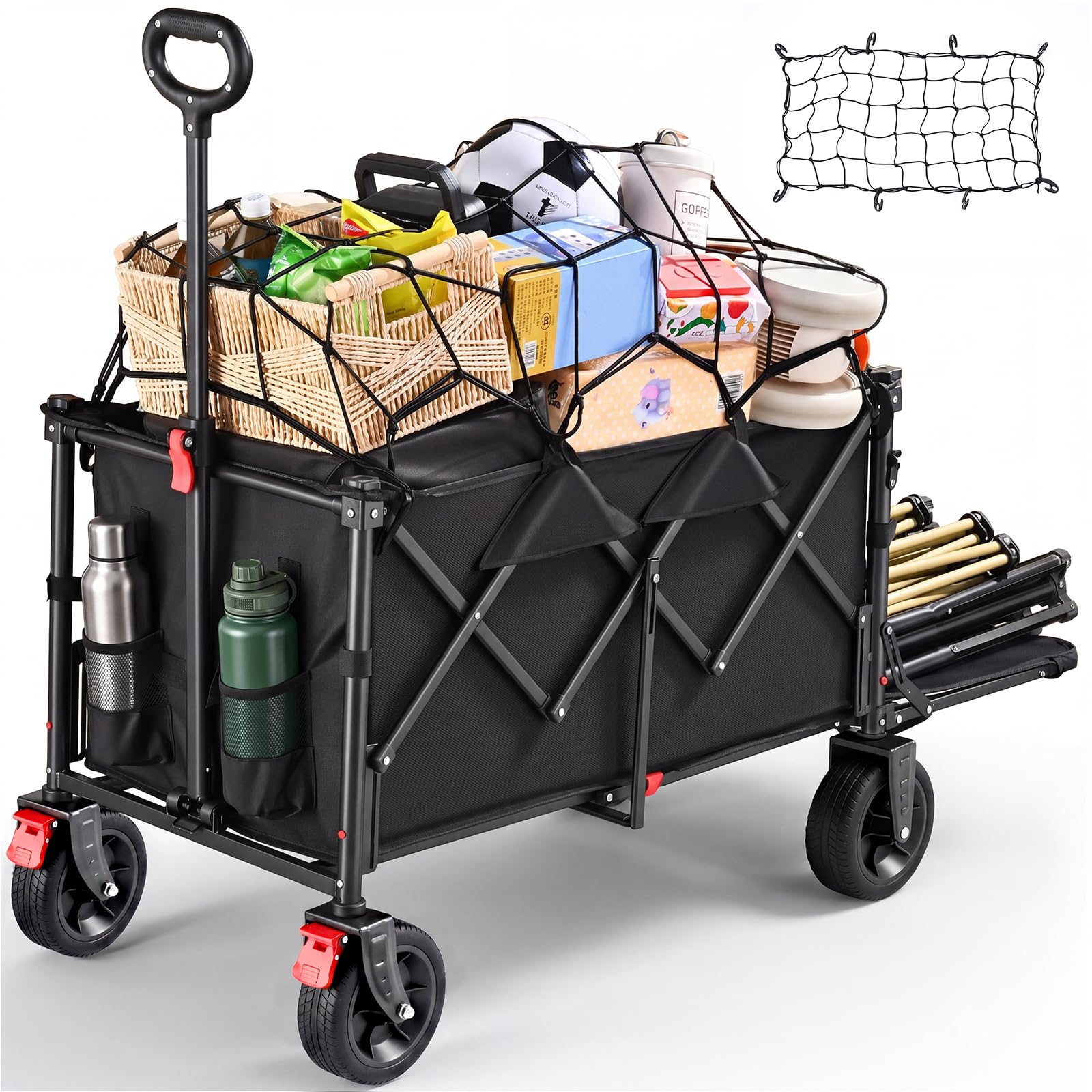 255L Festival Trolley on Wheels, Folding Wagon, Portable Camping Cart